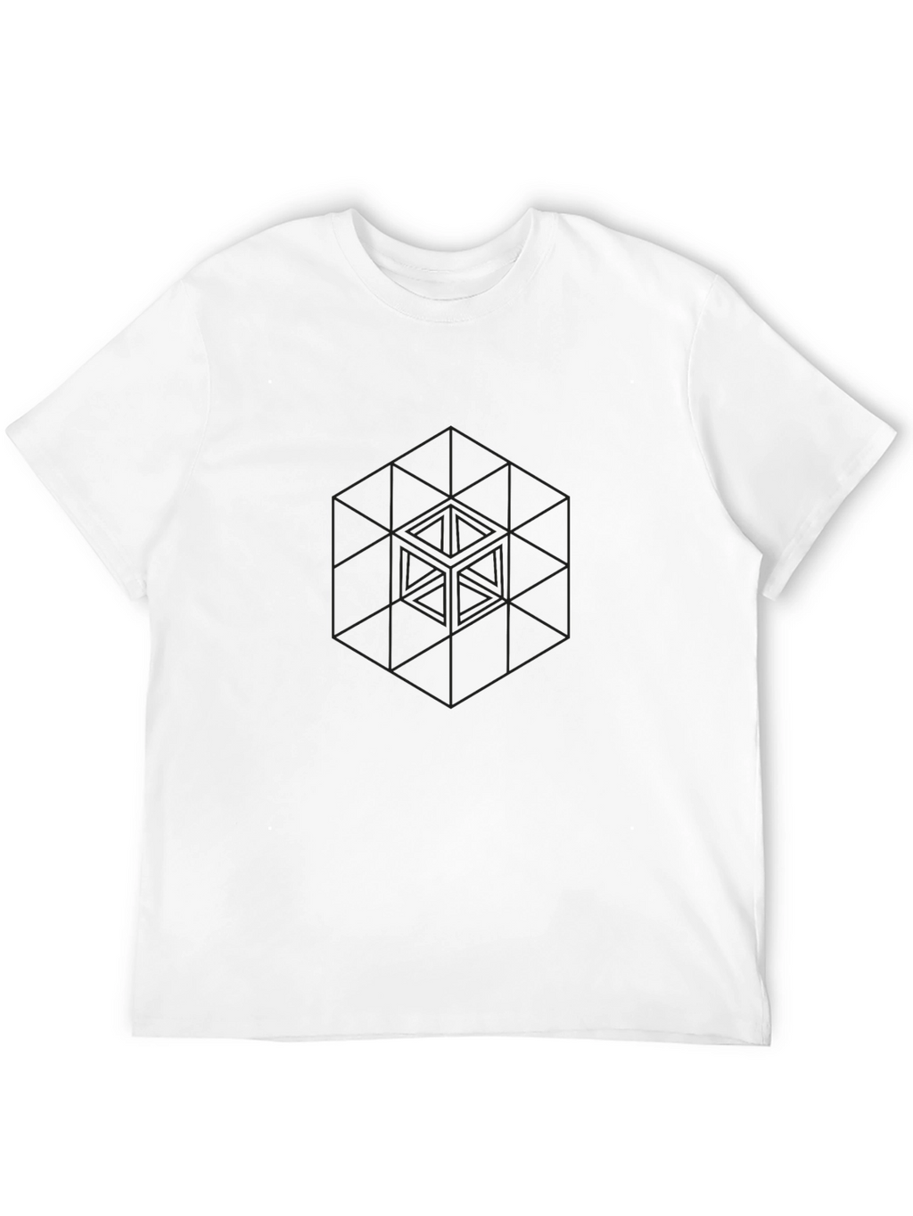 Geometric Cube Graphic Black T-Shirt