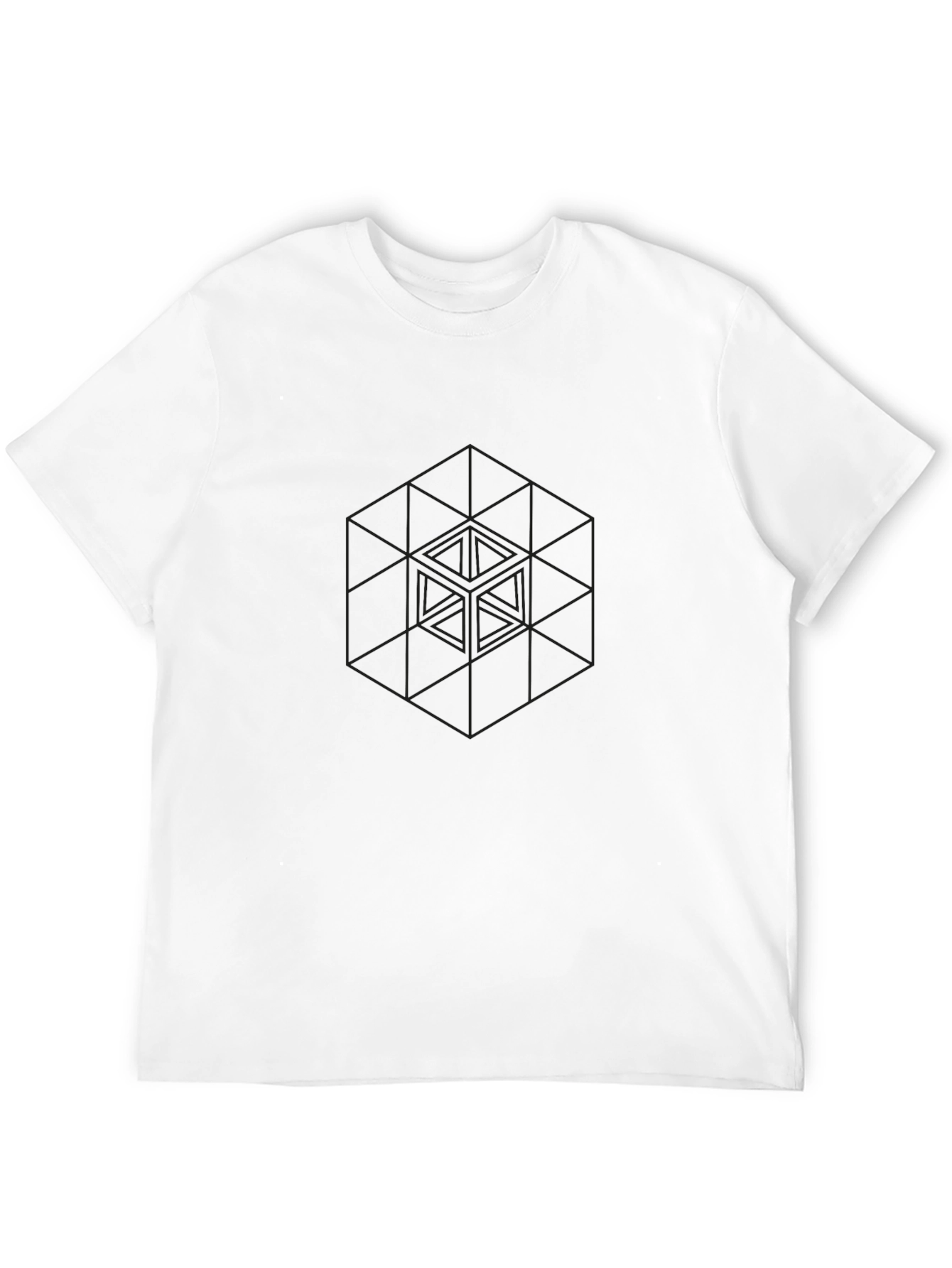 Geometric Cube Graphic Black T-Shirt