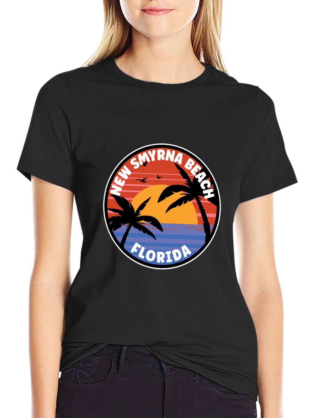 New Smyrna Beach Florida T-Shirt Palm Tree Sunset