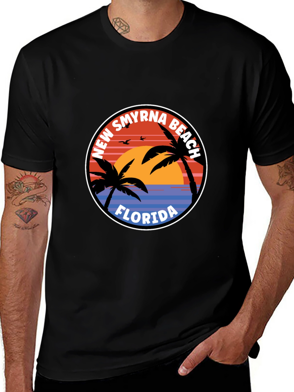 New Smyrna Beach Florida T-Shirt Palm Tree Sunset