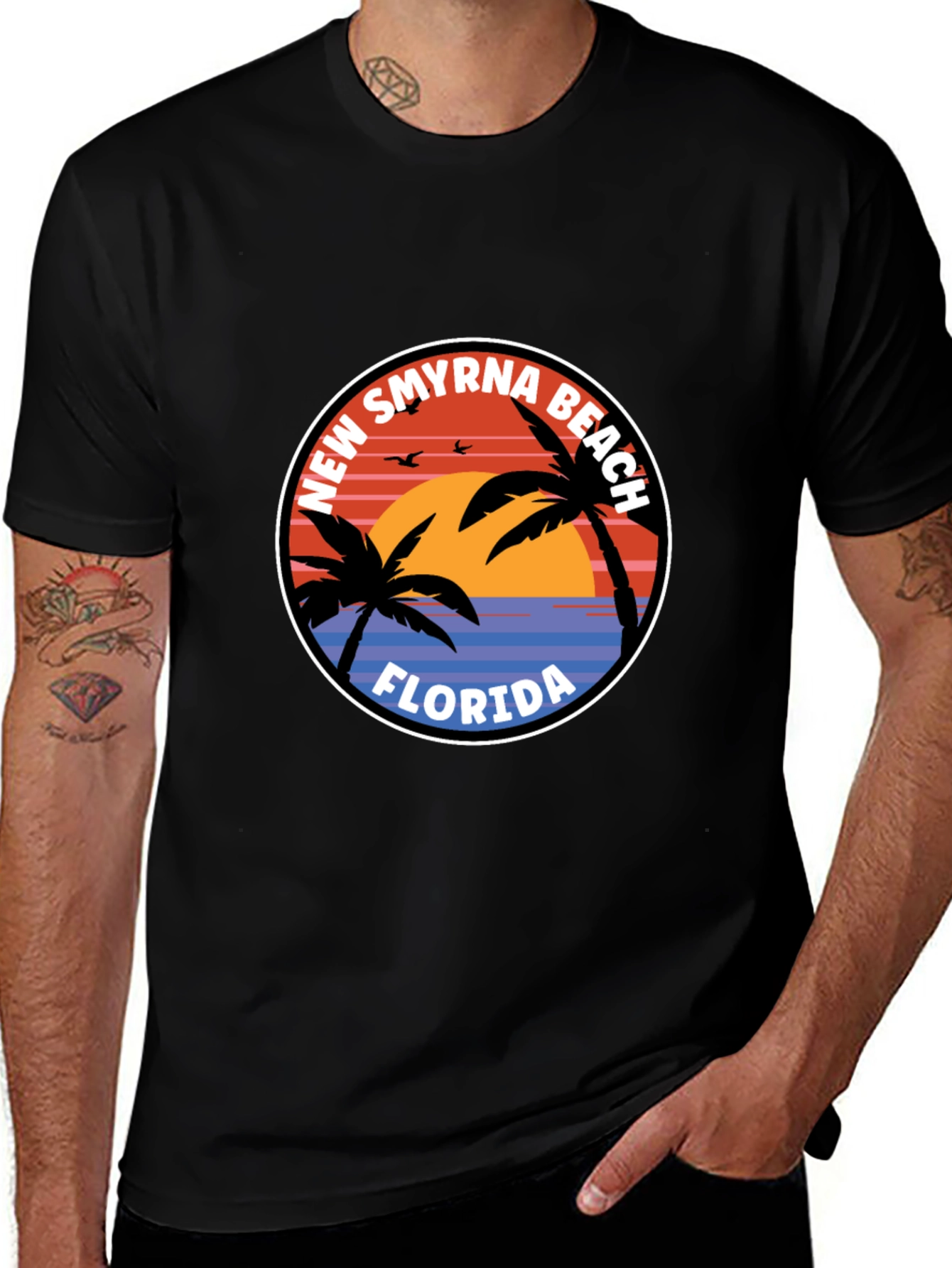 New Smyrna Beach Florida T-Shirt Palm Tree Sunset