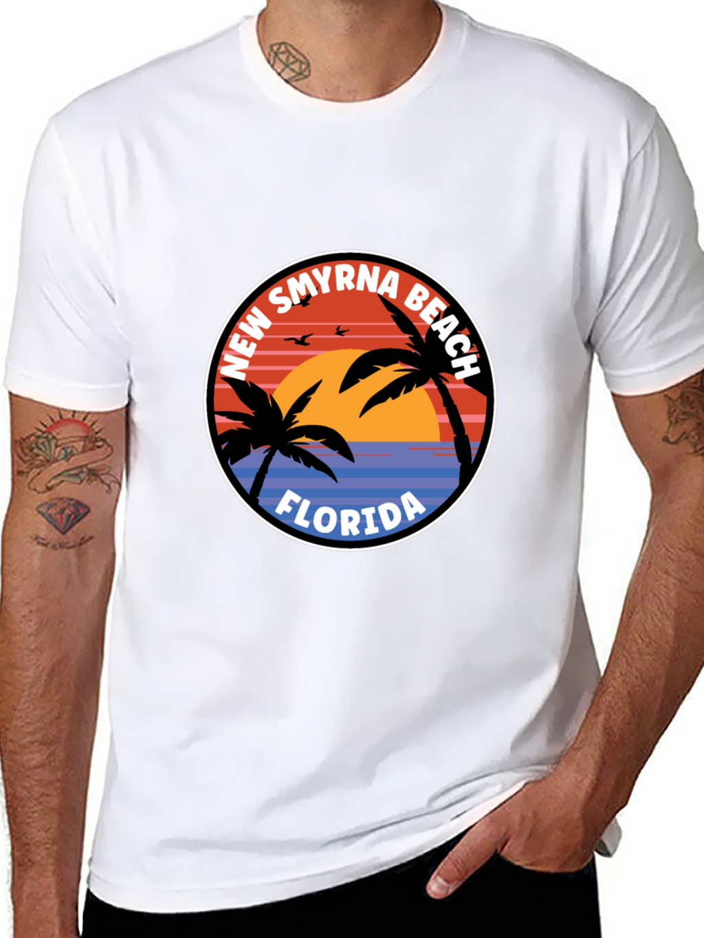 New Smyrna Beach Florida T-Shirt Palm Tree Sunset
