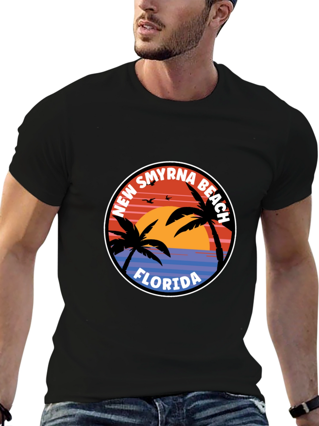 New Smyrna Beach Florida T-Shirt Palm Tree Sunset
