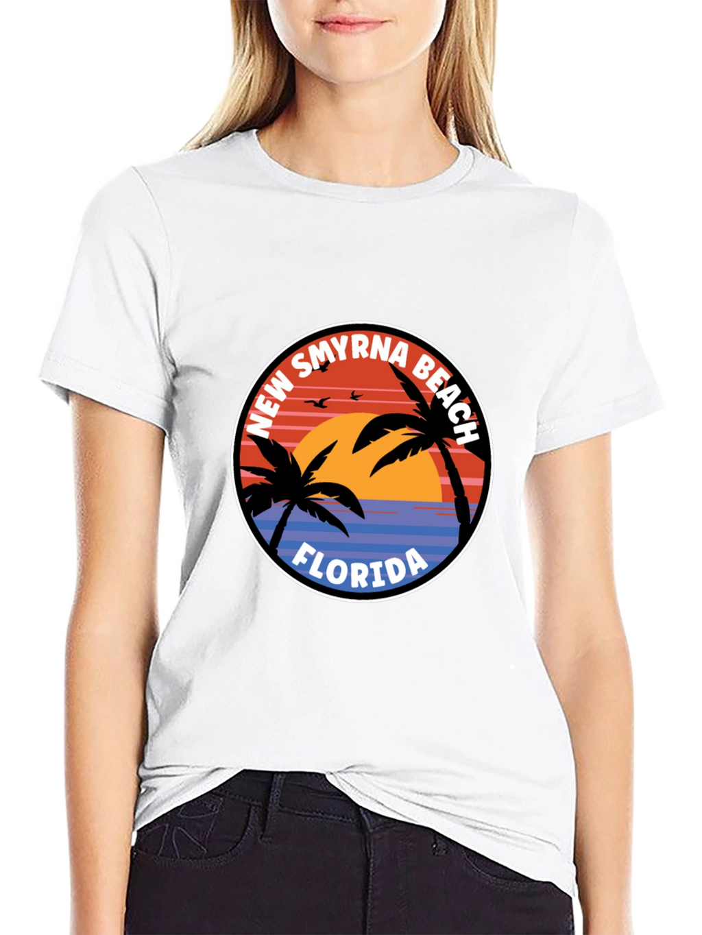 New Smyrna Beach Florida T-Shirt Palm Tree Sunset