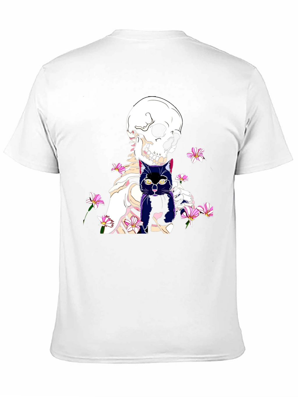 Skeleton Cat Graphic Tee - Black