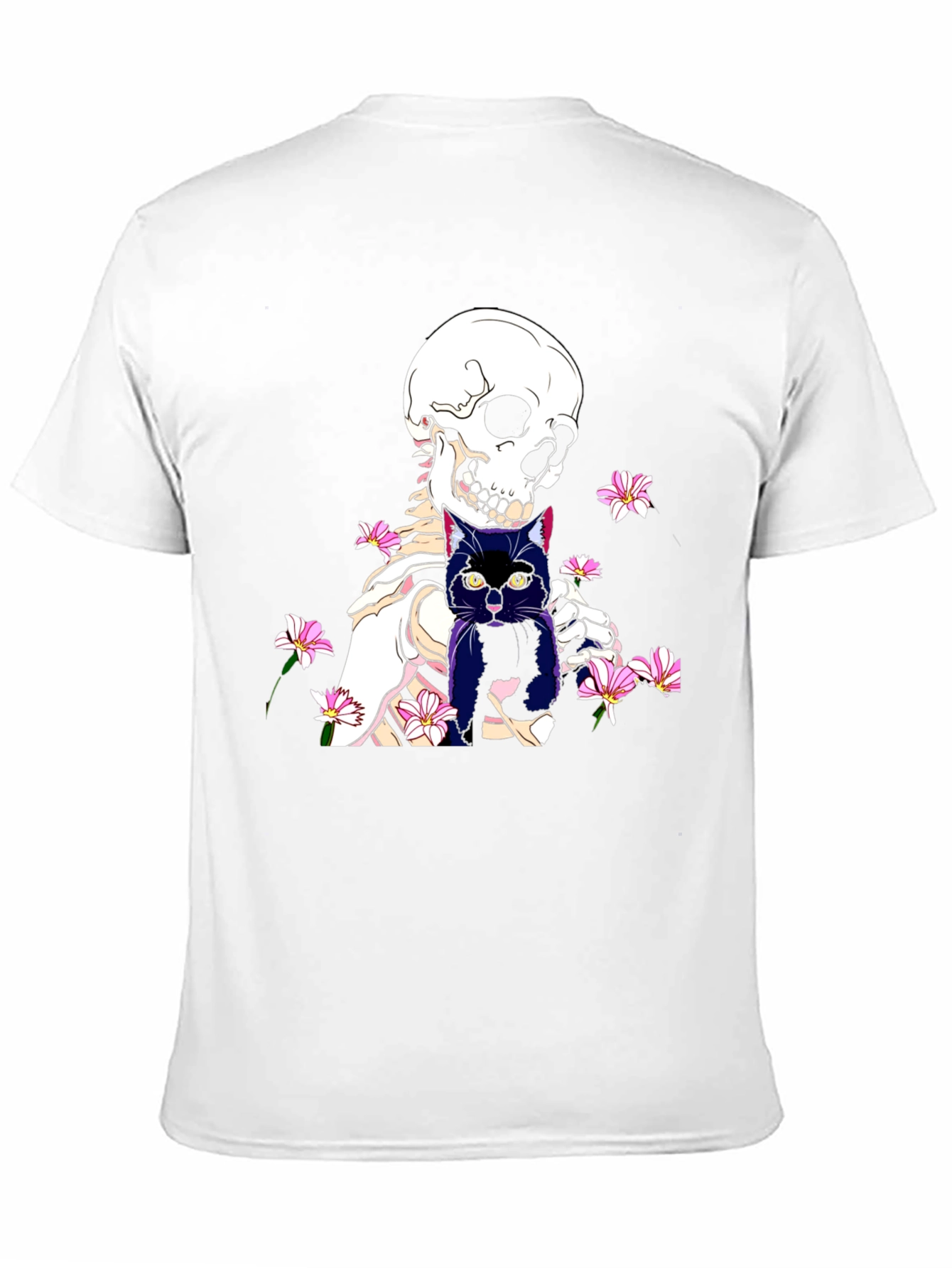 Skeleton Cat Graphic Tee - Black
