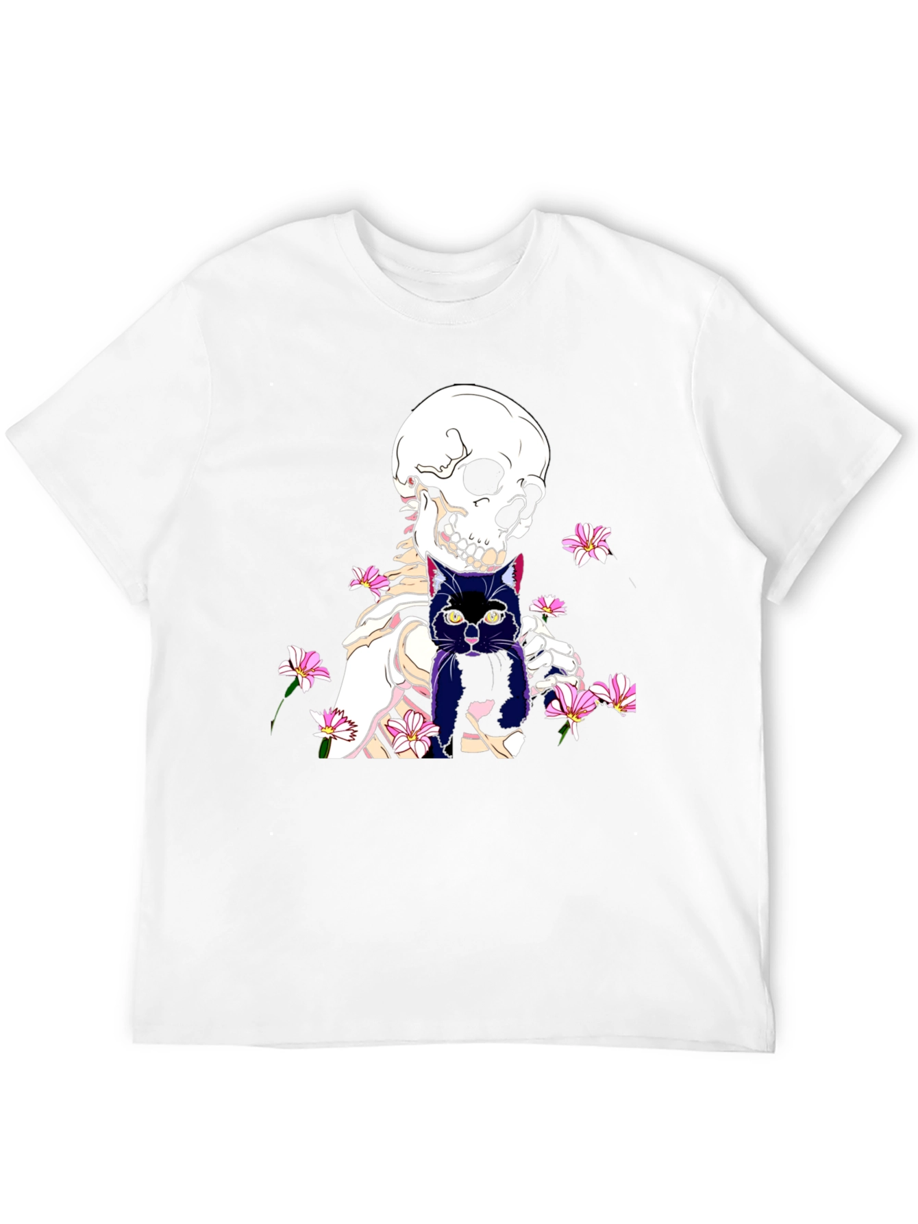 Skeleton Cat Graphic Tee - Black