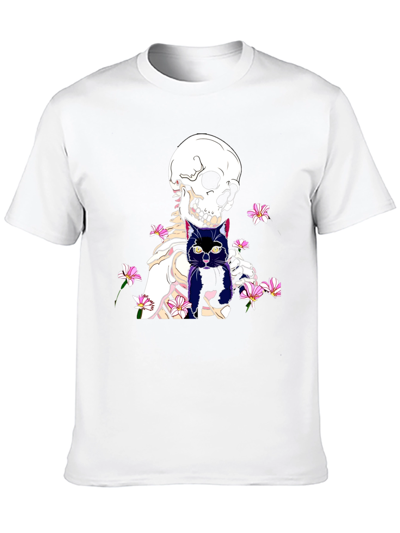 Skeleton Cat Graphic Tee - Black