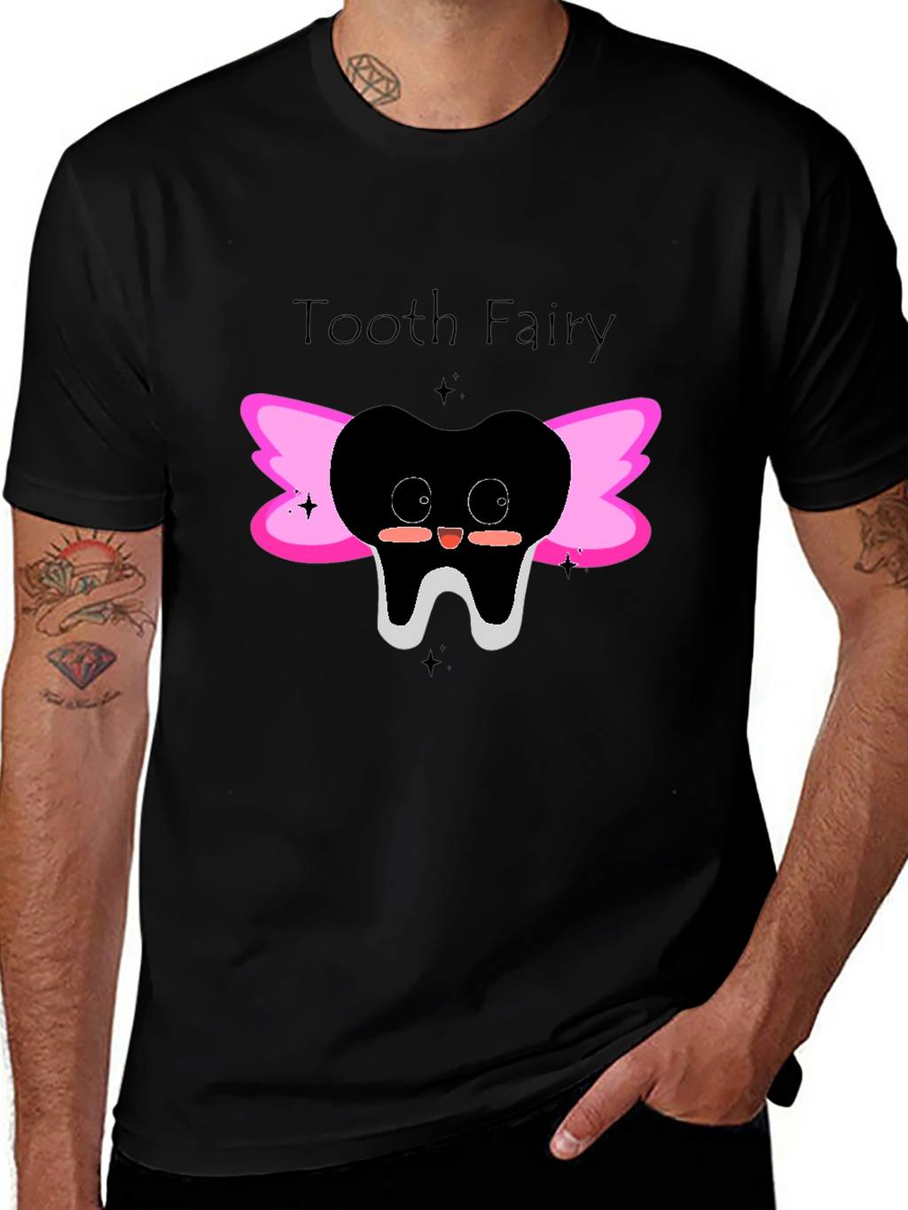 Tooth Fairy Graphic Tee - Black Cotton Shirt