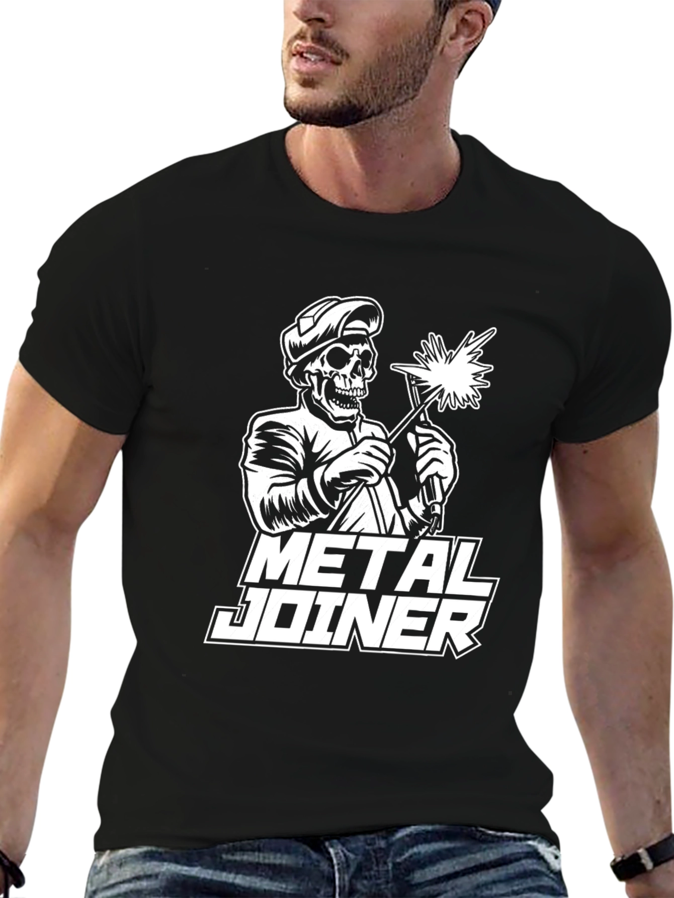 Metal Joiner Skeleton Welder Black T-Shirt