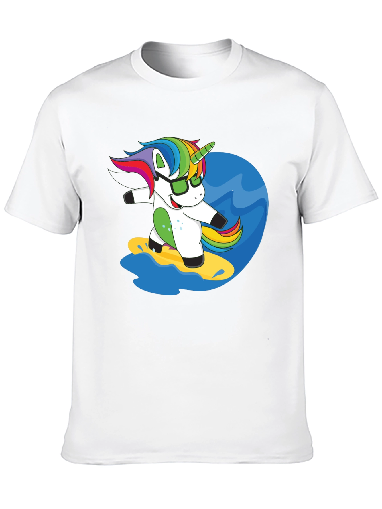 Surfing Unicorn Graphic Tee - Black