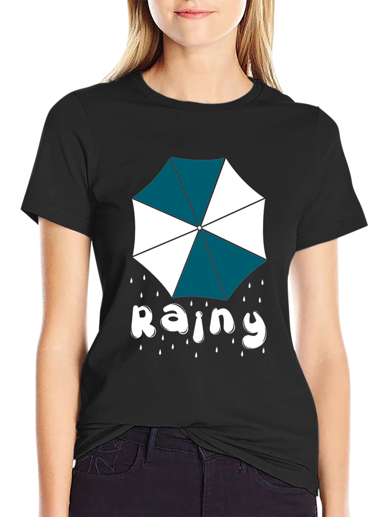 Rainy Day Umbrella Graphic Tee - Stylish Comfort