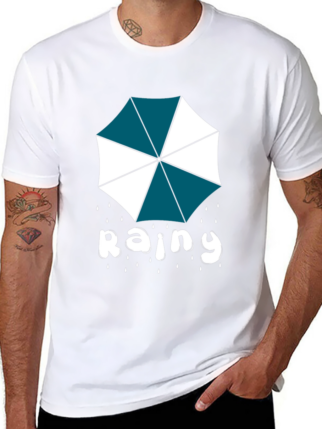 Rainy Day Umbrella Graphic Tee - Stylish Comfort