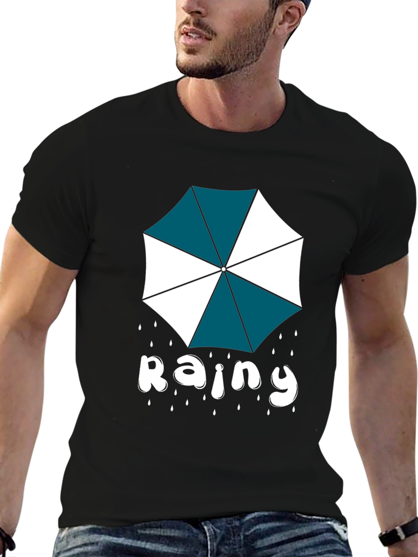 Rainy Day Umbrella Graphic Tee - Stylish Comfort