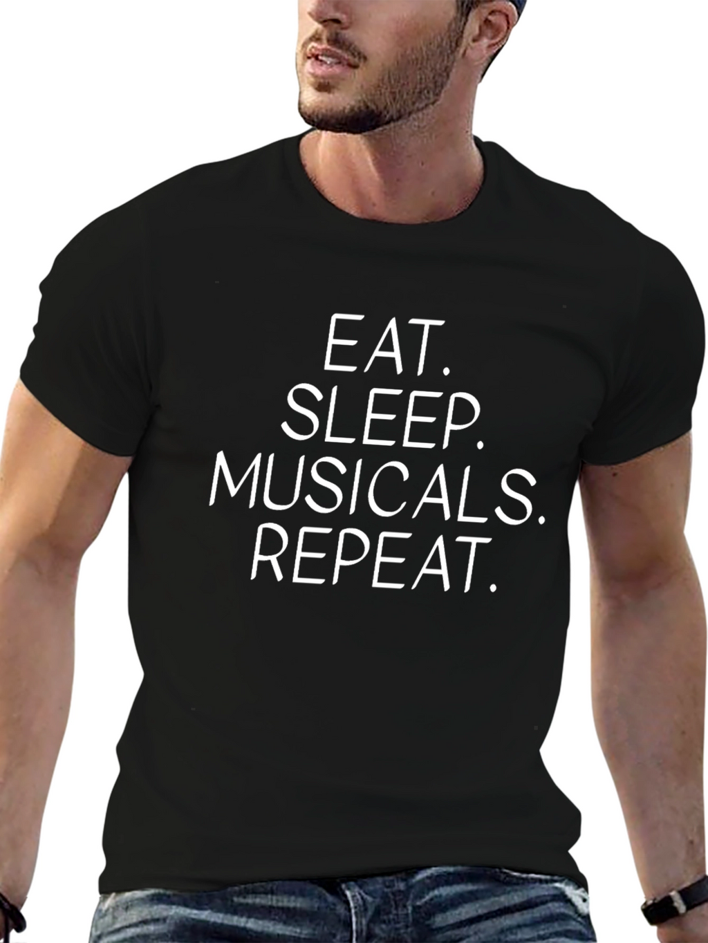 Eat Sleep Musicals Repeat Black T-Shirt