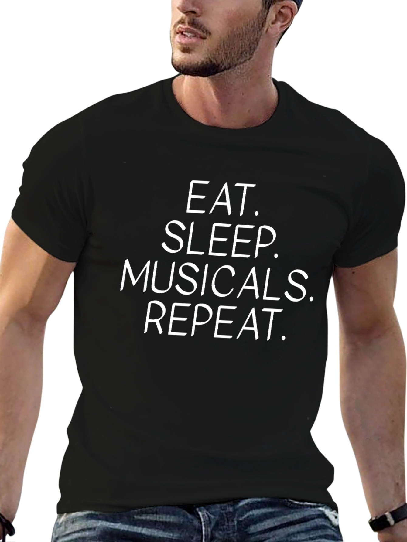 Eat Sleep Musicals Repeat Black T-Shirt