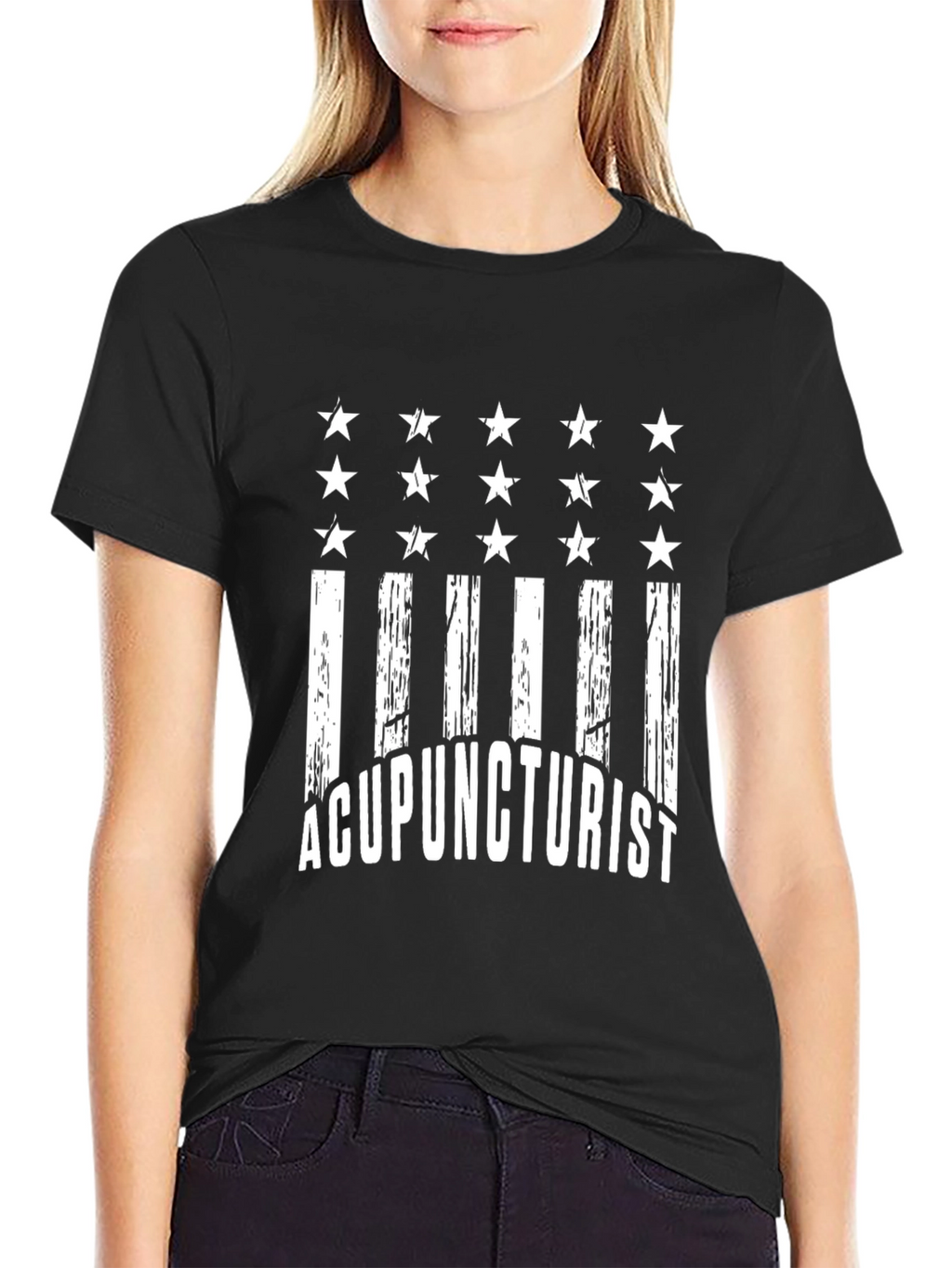 Acupuncturist Flag T-Shirt - Black Cotton Tee