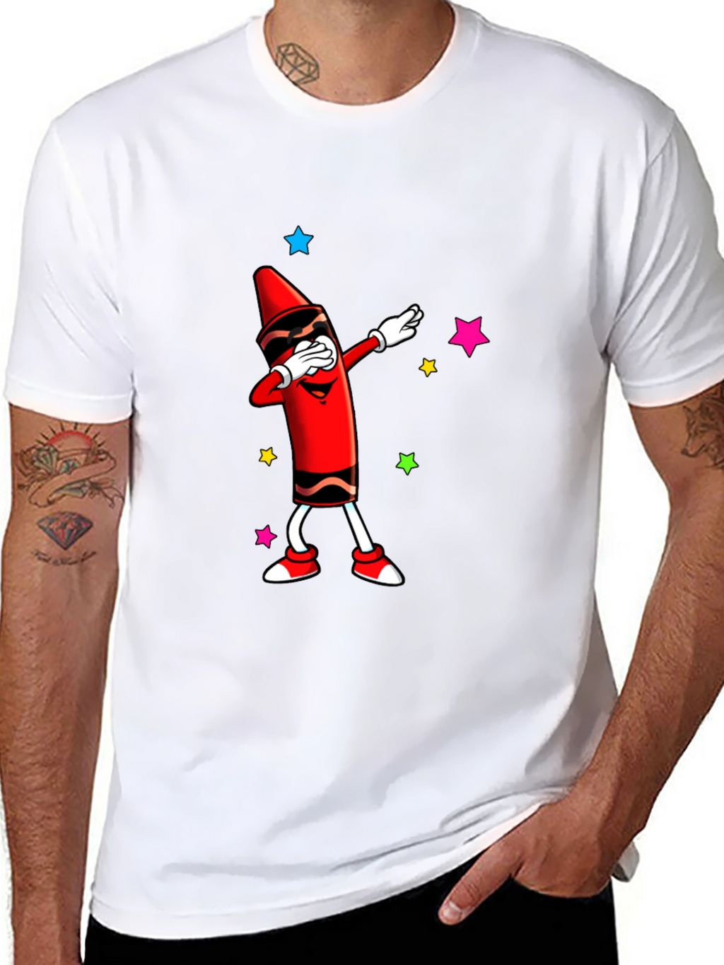 Dabbing Crayon Graphic Tee - Black Casual Top