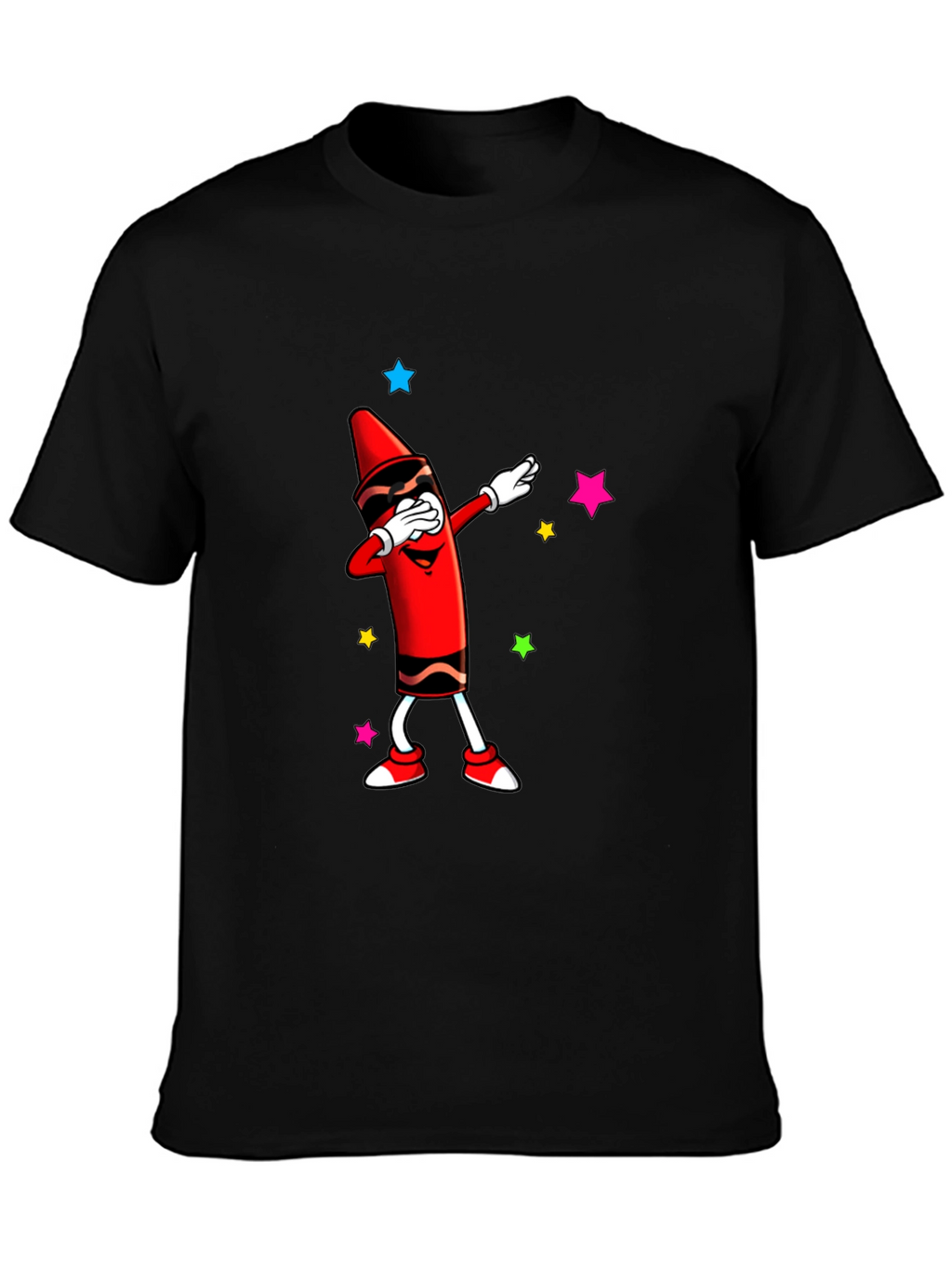 Dabbing Crayon Graphic Tee - Black Casual Top