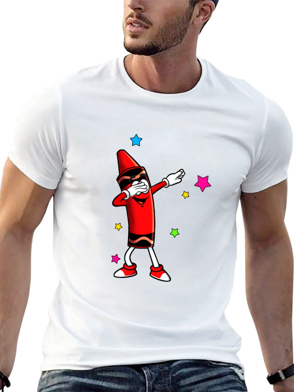 Dabbing Crayon Graphic Tee - Black Casual Top