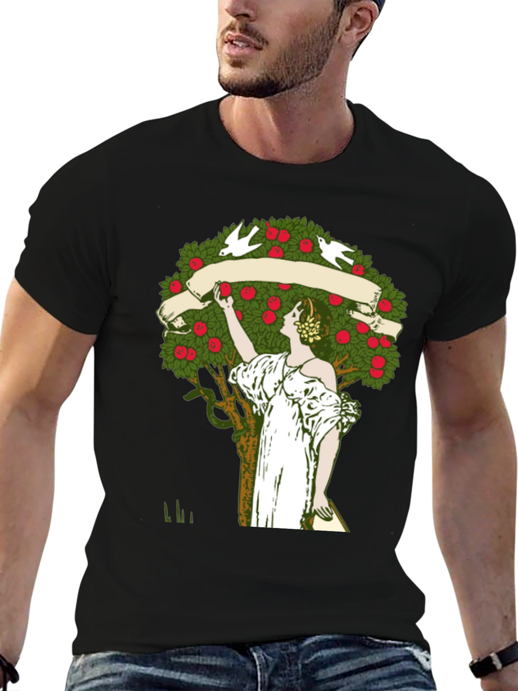 Woman Picking Apples T-Shirt - Nature Art Tee