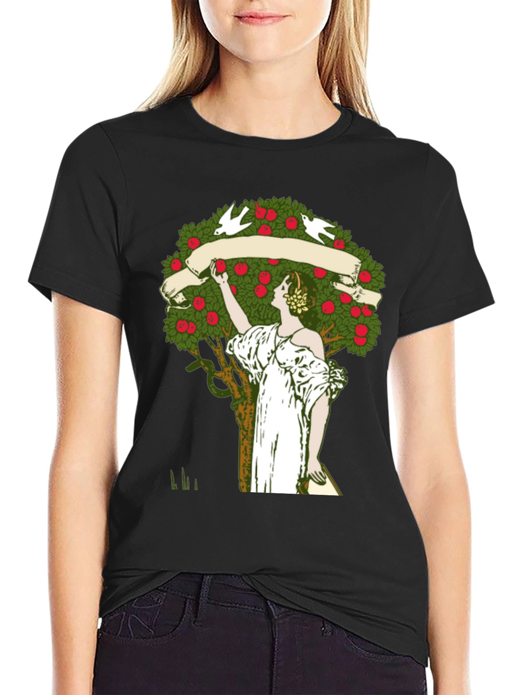 Woman Picking Apples T-Shirt - Nature Art Tee