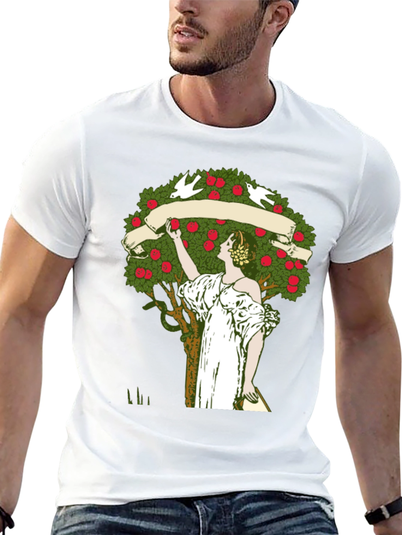 Woman Picking Apples T-Shirt - Nature Art Tee