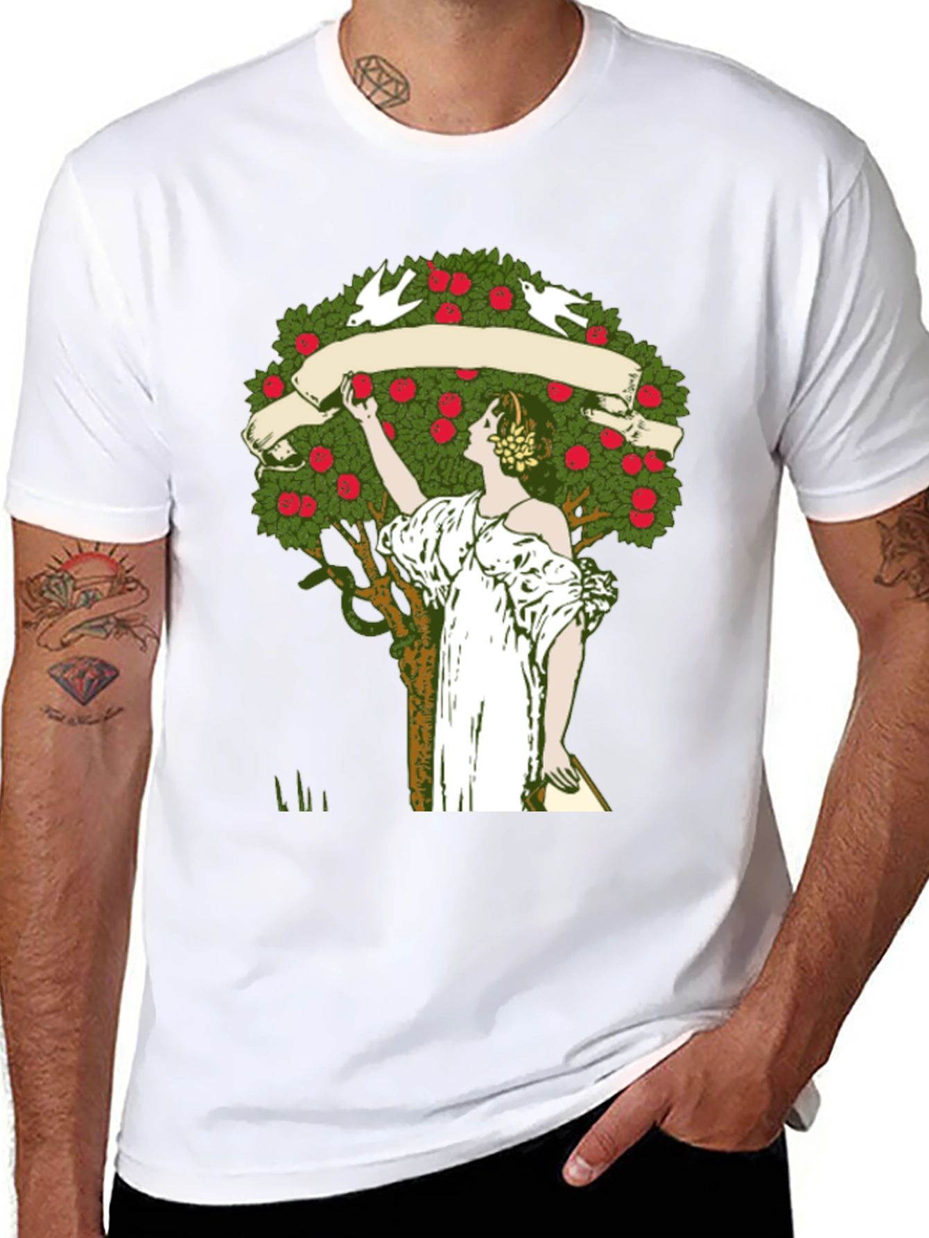 Woman Picking Apples T-Shirt - Nature Art Tee