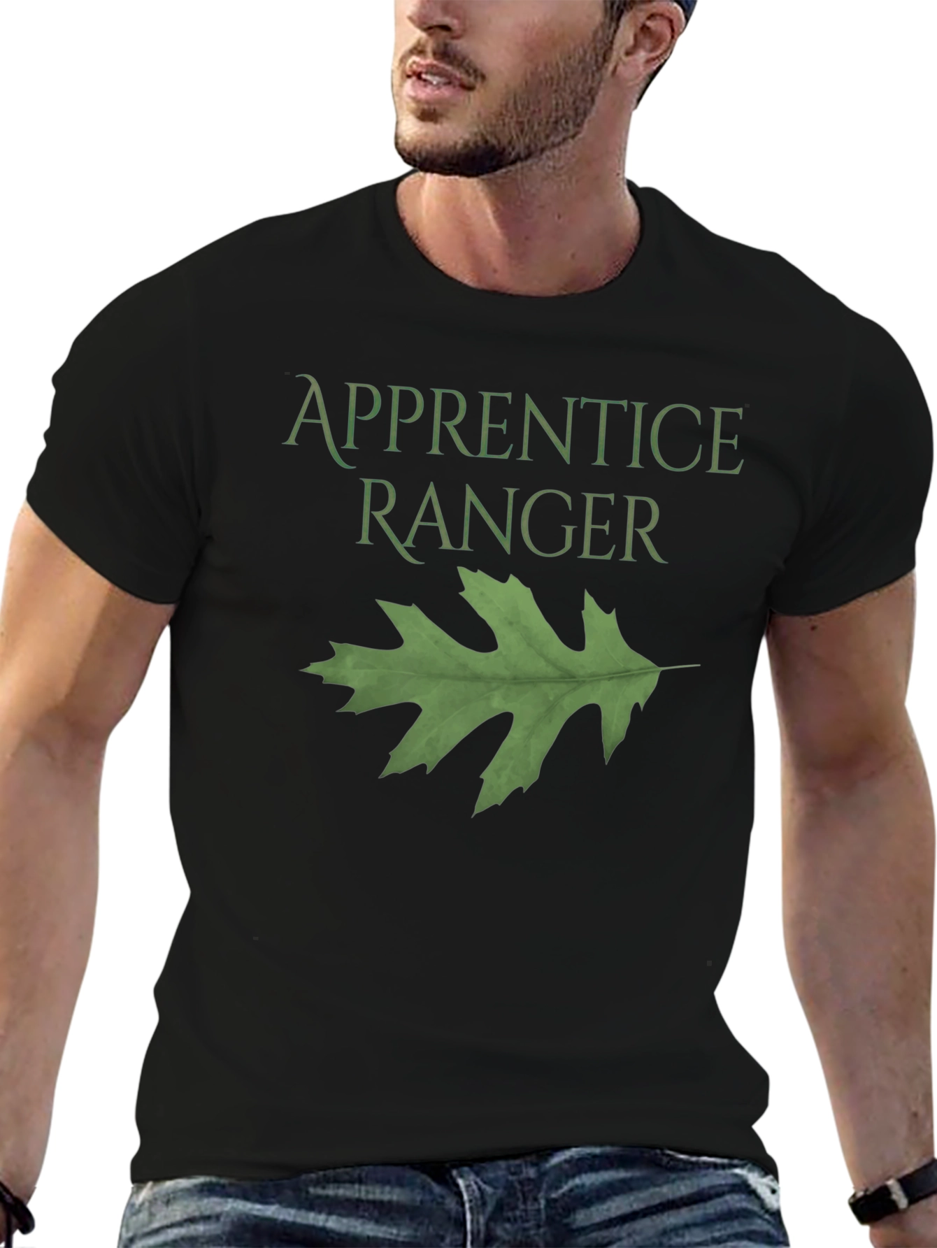 Apprentice Ranger Black T-Shirt with Leaf Design