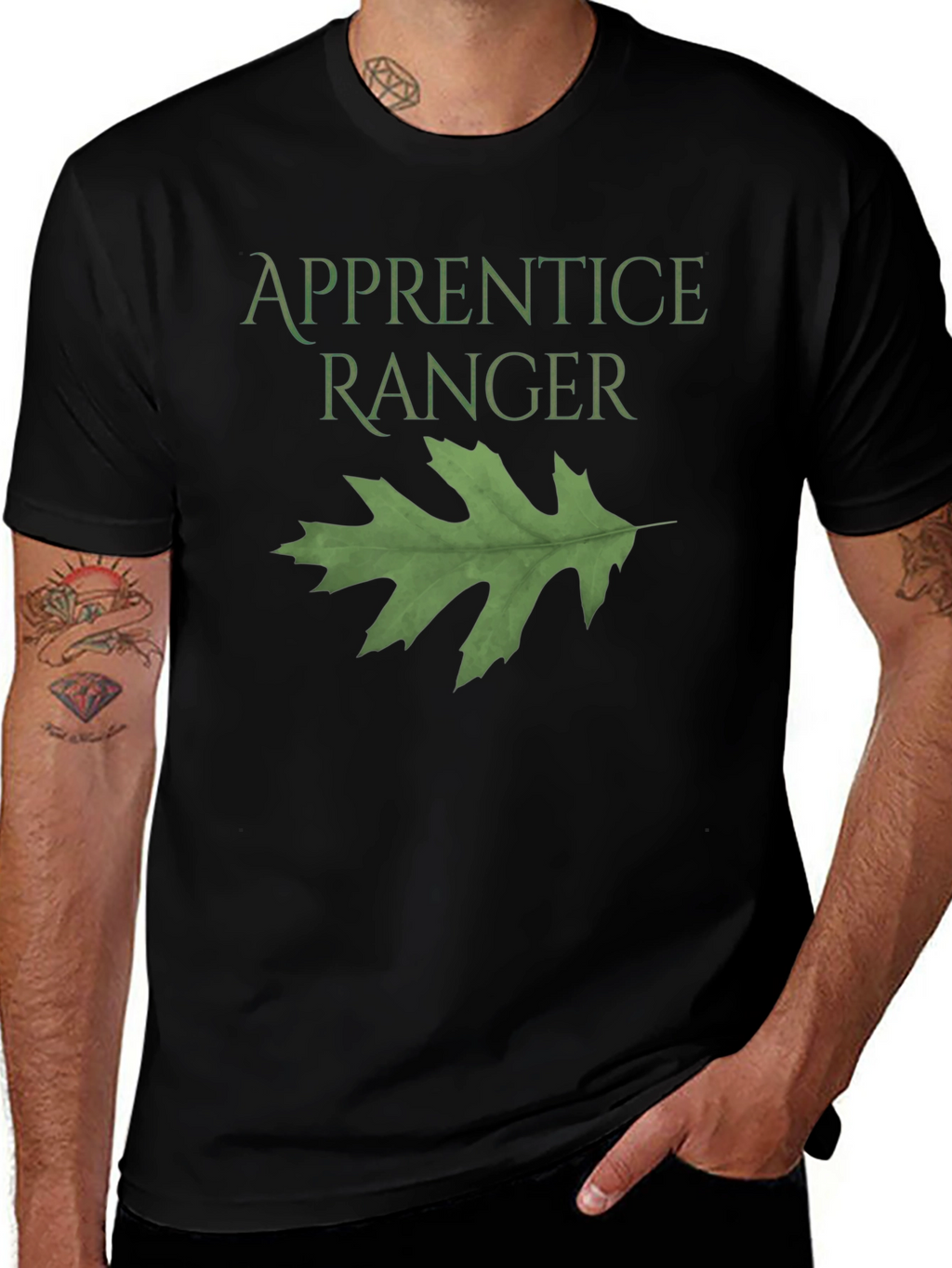Apprentice Ranger Black T-Shirt with Leaf Design