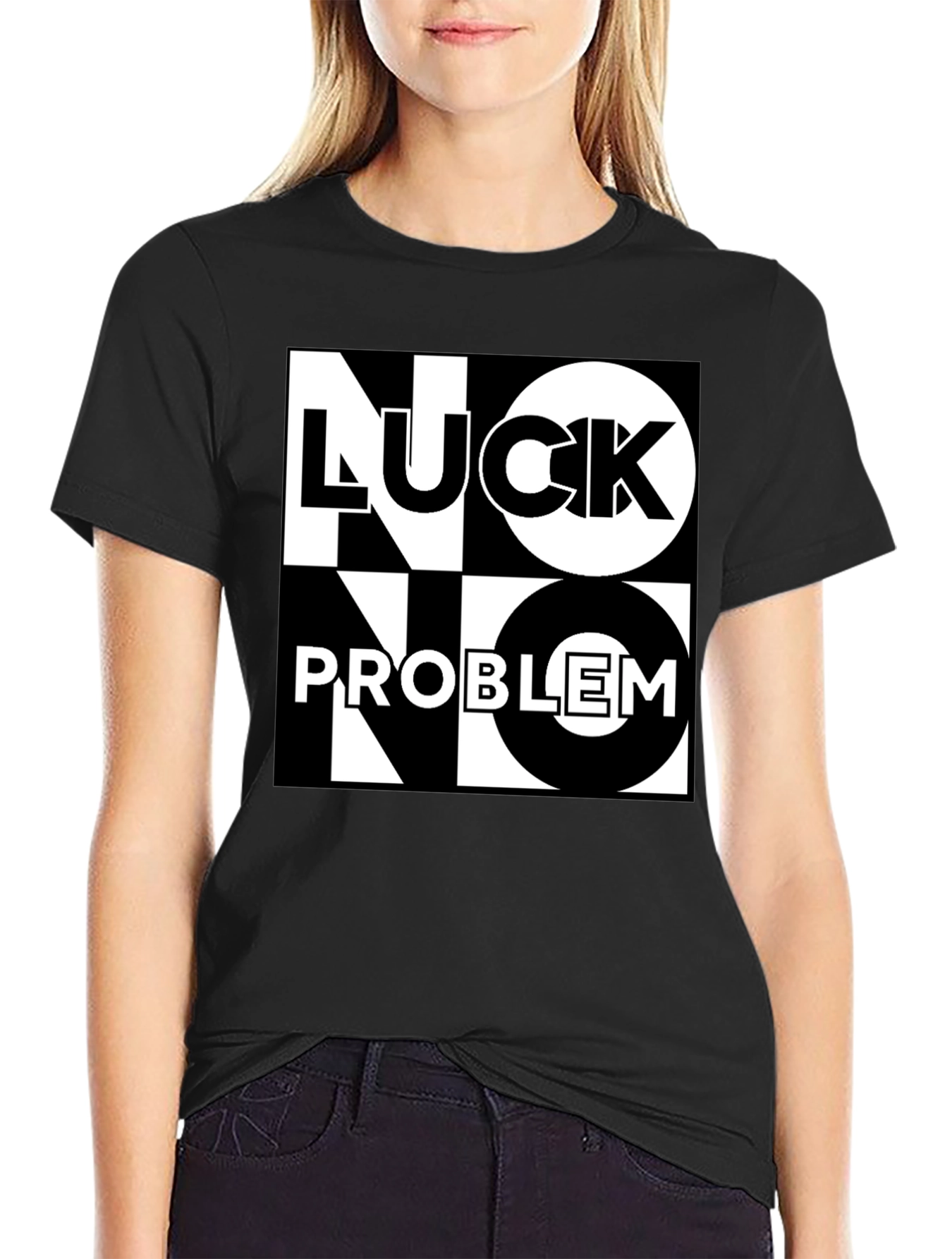 No Luck No Problem Black Graphic Tee