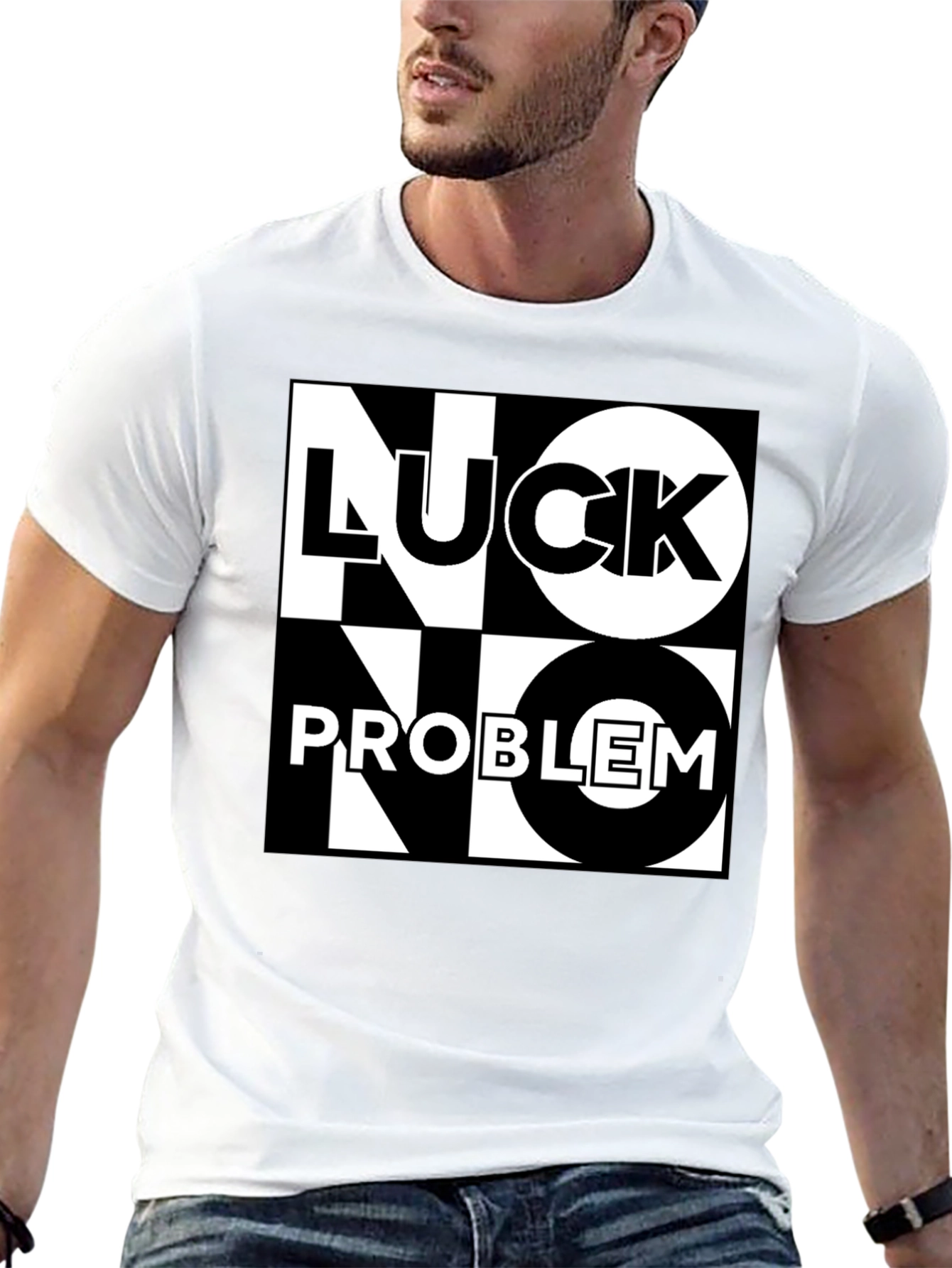 No Luck No Problem Black Graphic Tee