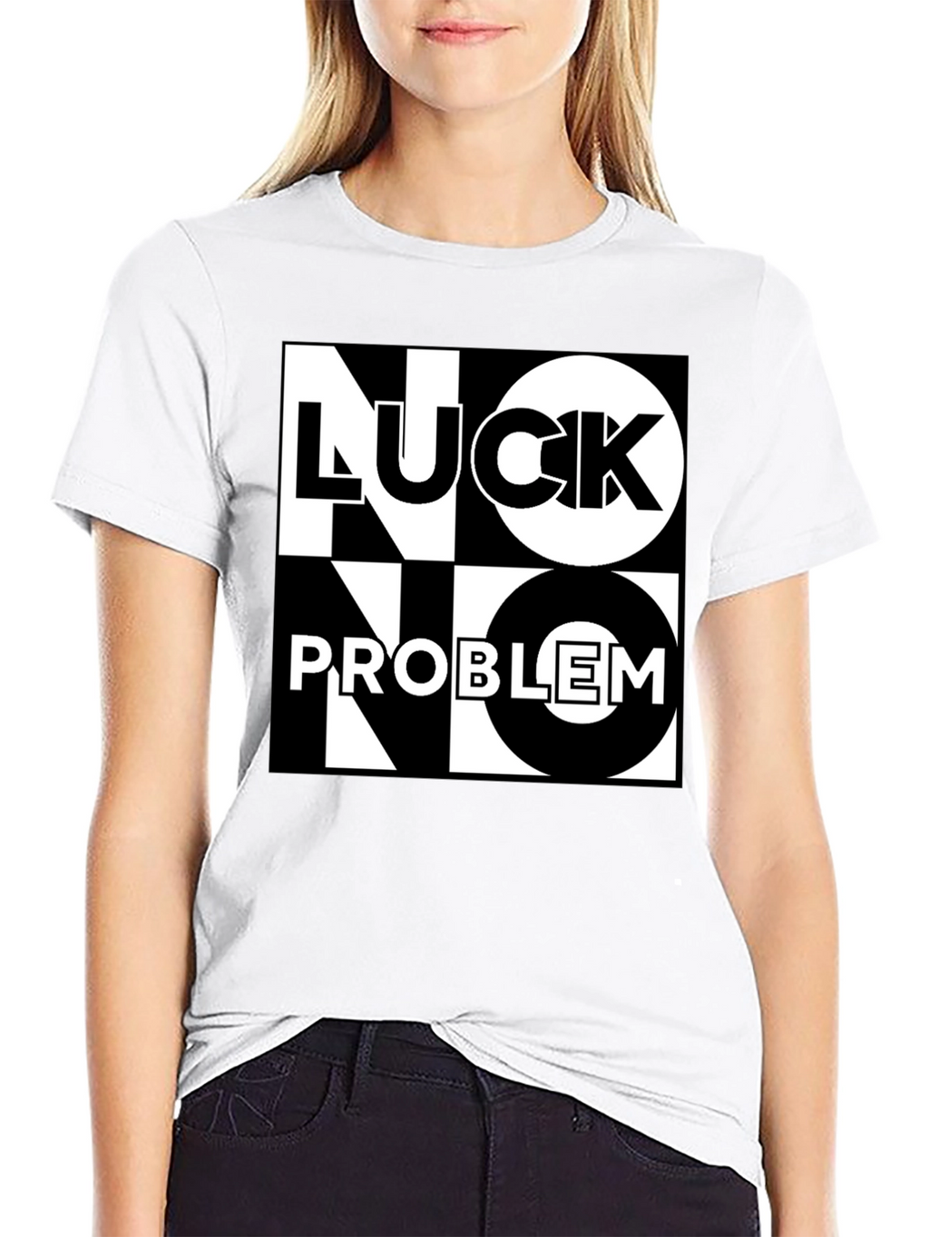 No Luck No Problem Black Graphic Tee