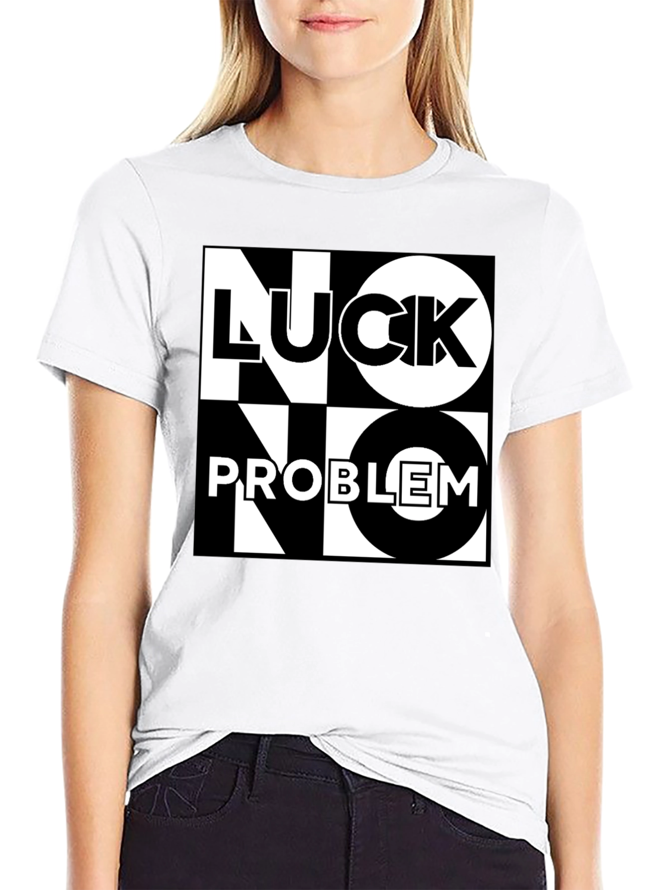 No Luck No Problem Black Graphic Tee