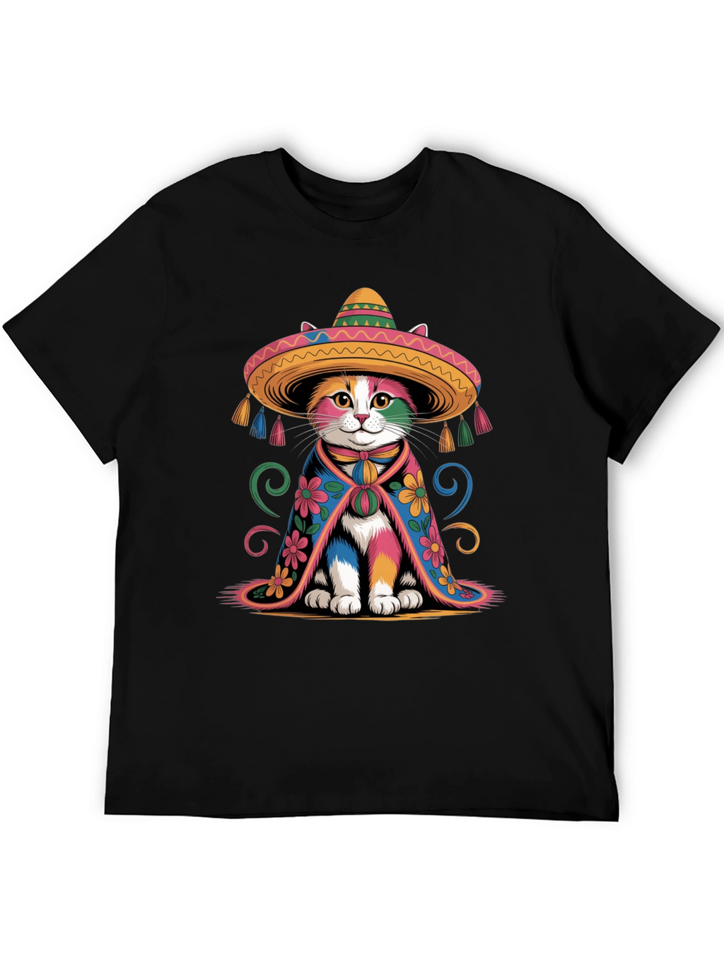 Colorful Cat Sombrero T-Shirt