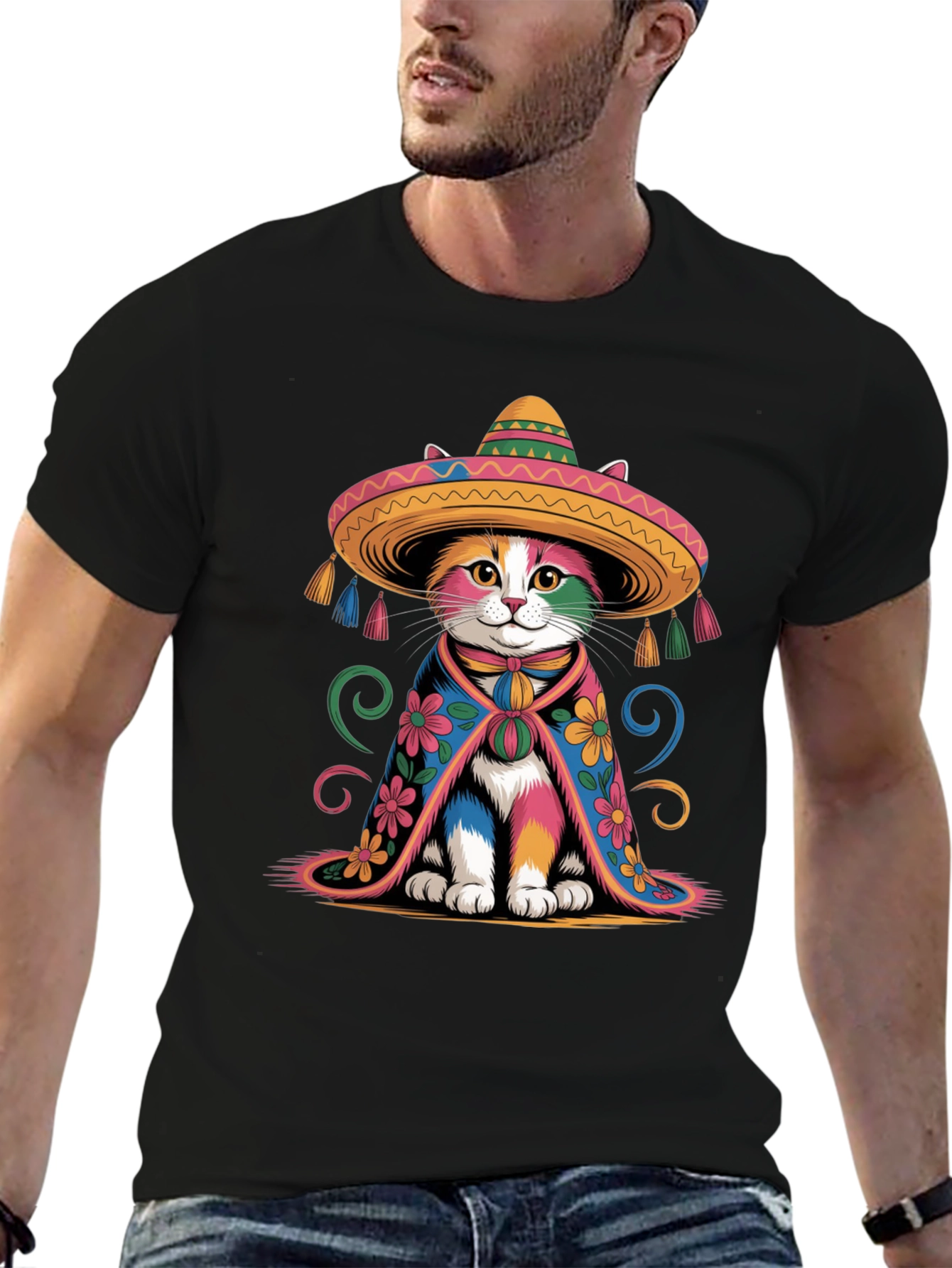 Colorful Cat Sombrero T-Shirt