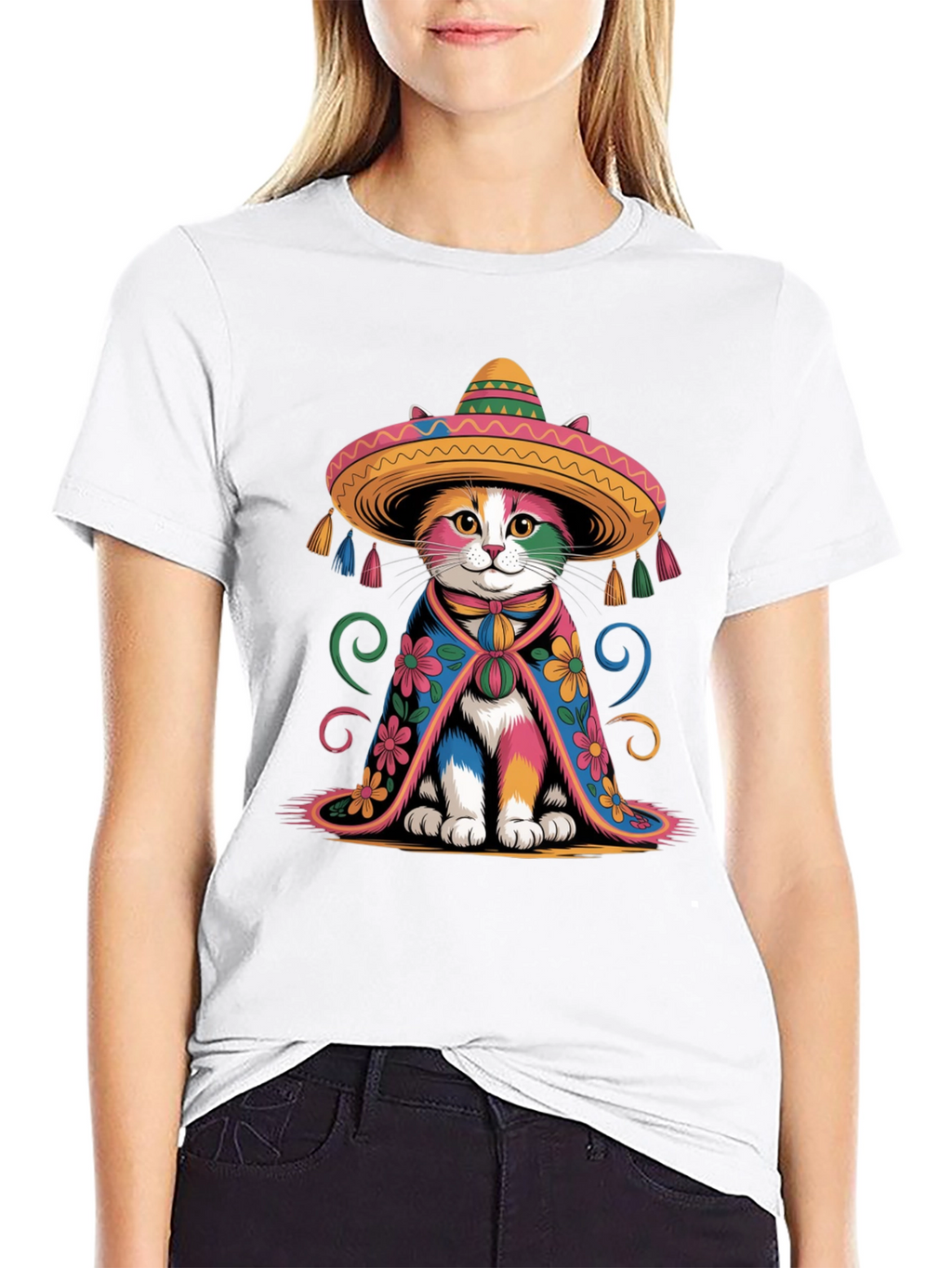 Colorful Cat Sombrero T-Shirt
