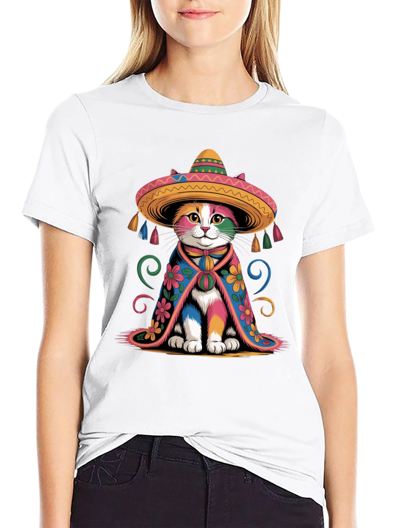 Colorful Cat Sombrero T-Shirt