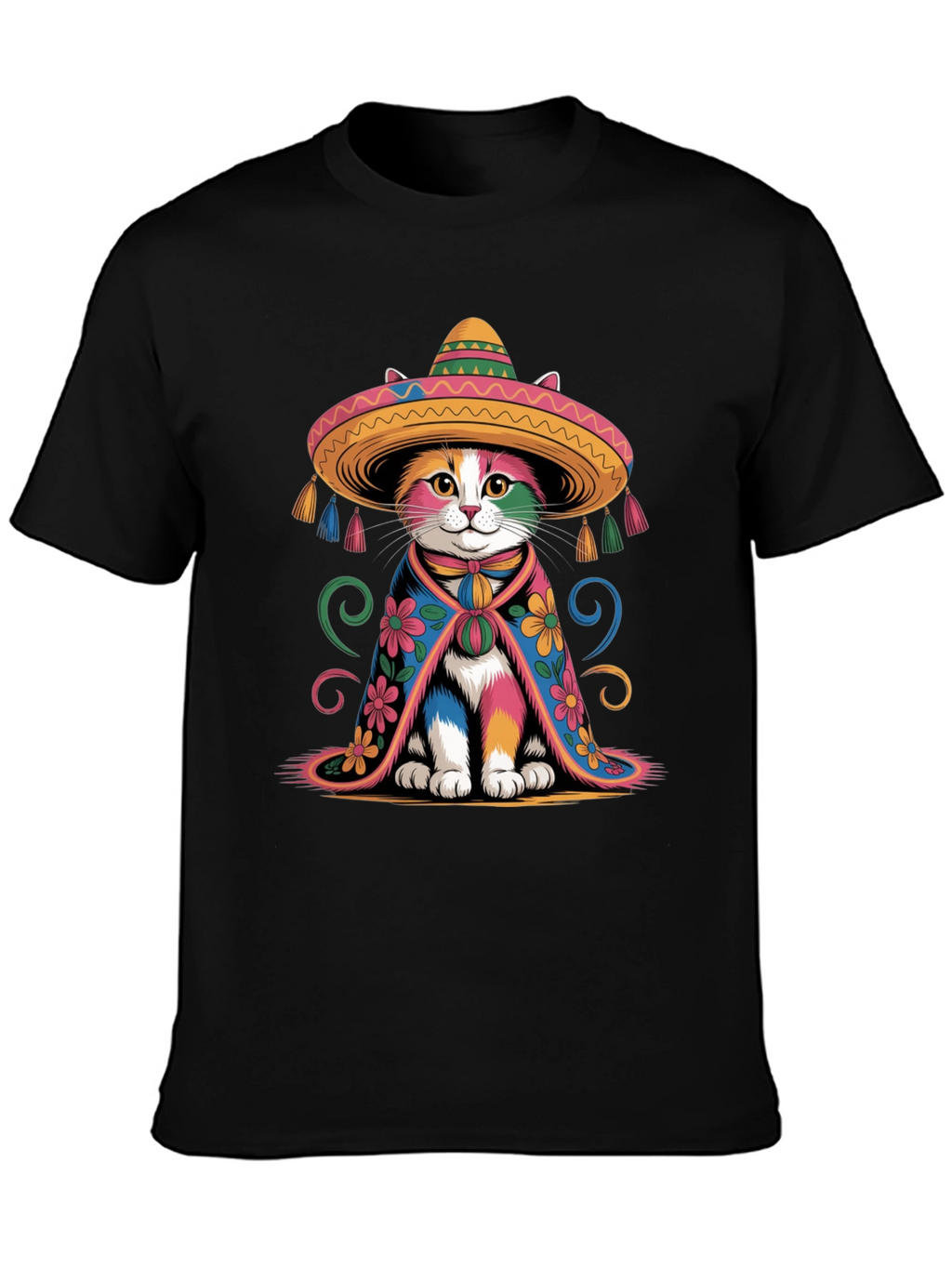 Colorful Cat Sombrero T-Shirt