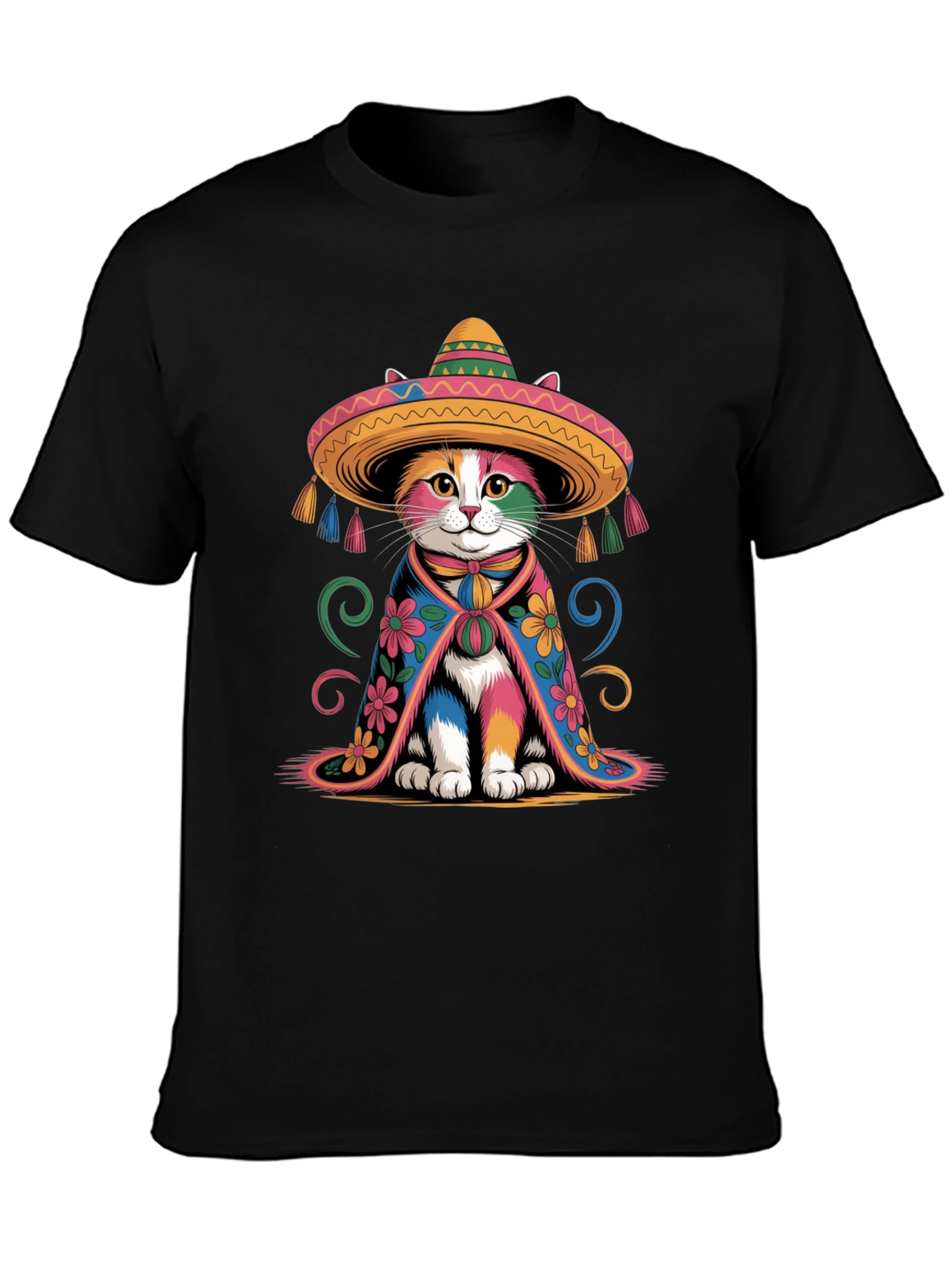 Colorful Cat Sombrero T-Shirt