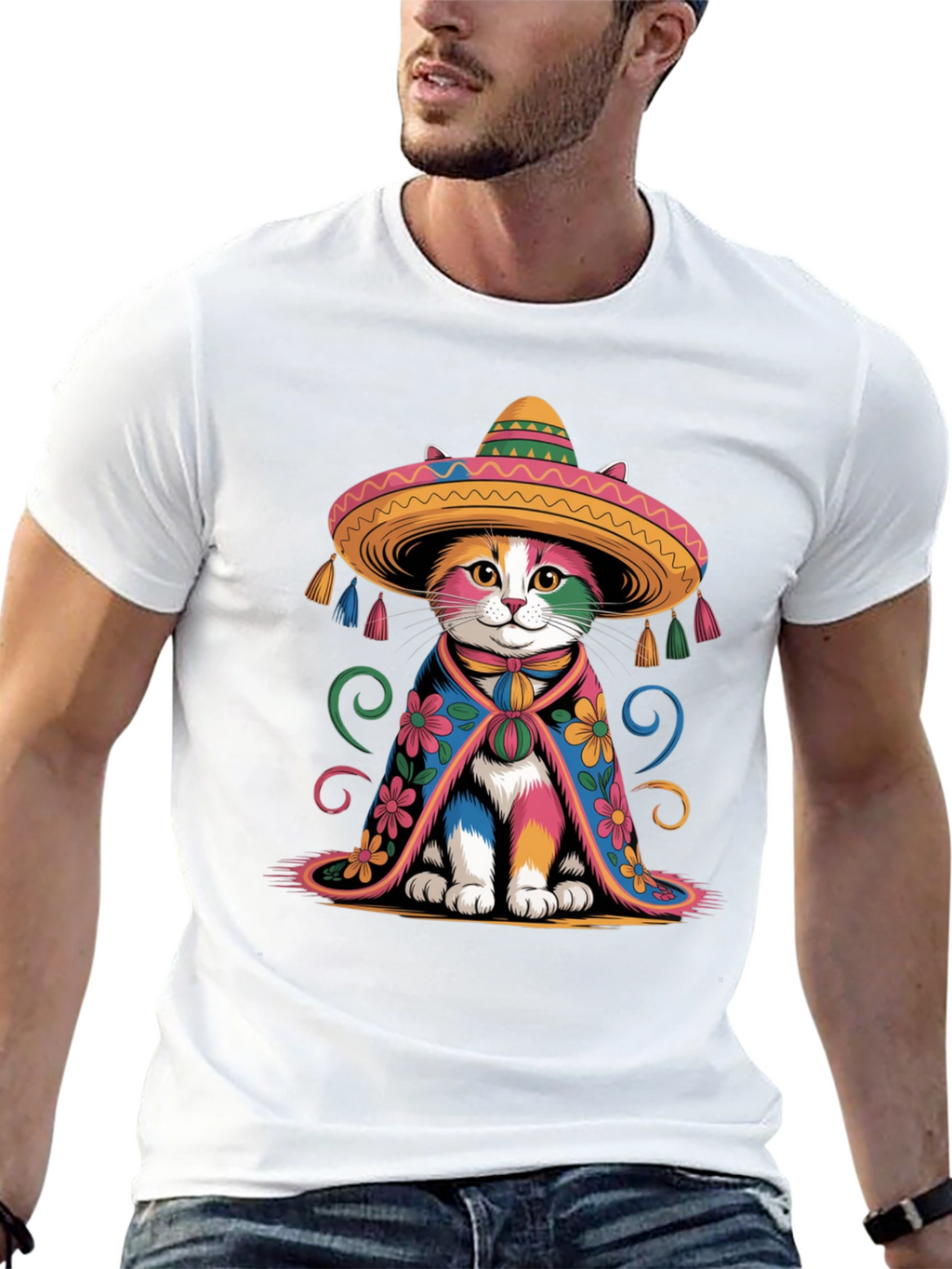 Colorful Cat Sombrero T-Shirt