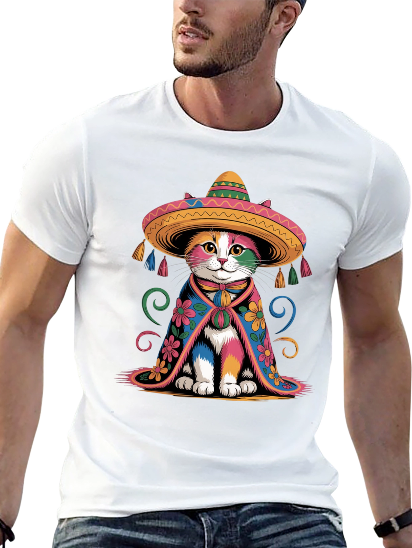 Colorful Cat Sombrero T-Shirt