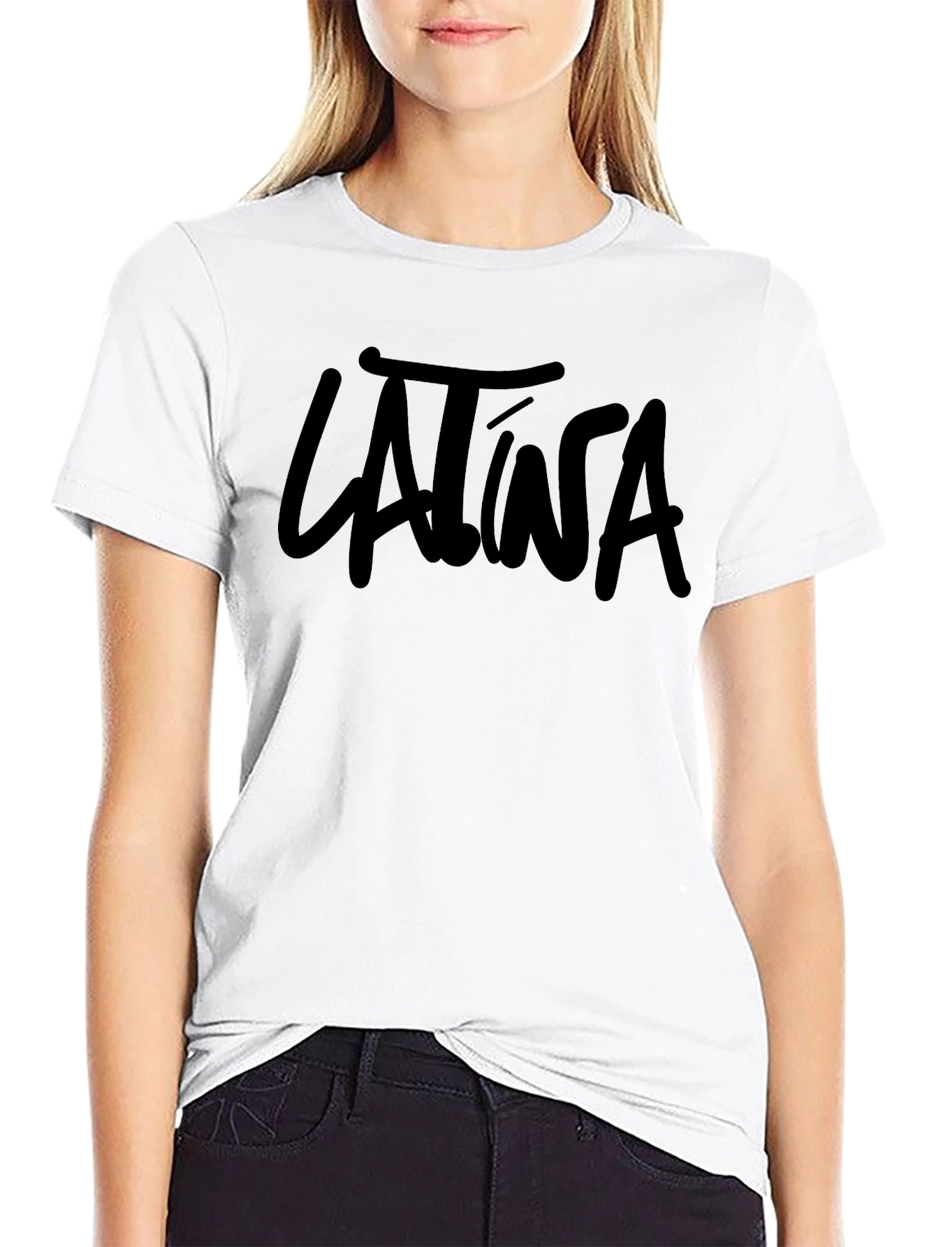 Latina Script Tee - Bold Black T-Shirt