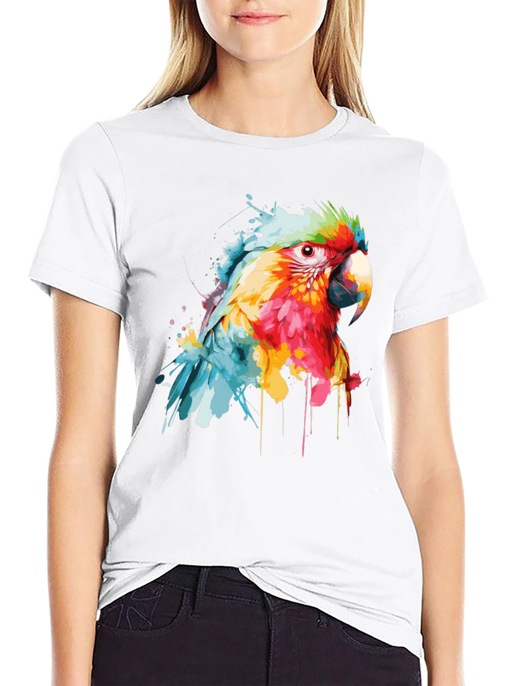 Watercolor Parrot Graphic T-Shirt