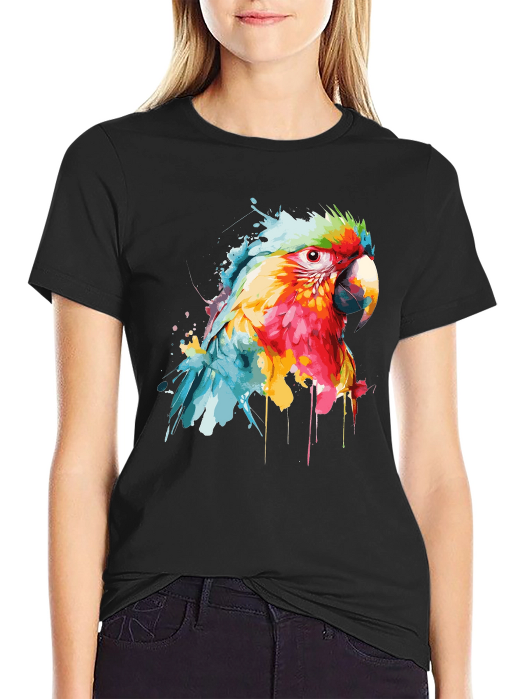 Watercolor Parrot Graphic T-Shirt
