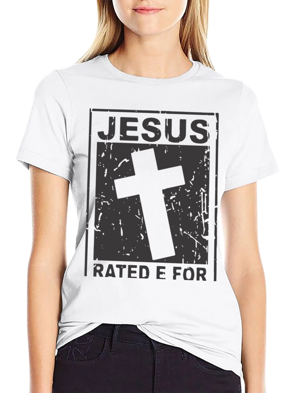 Jesus Rated E For Everyone Black Graphic T-Shirt