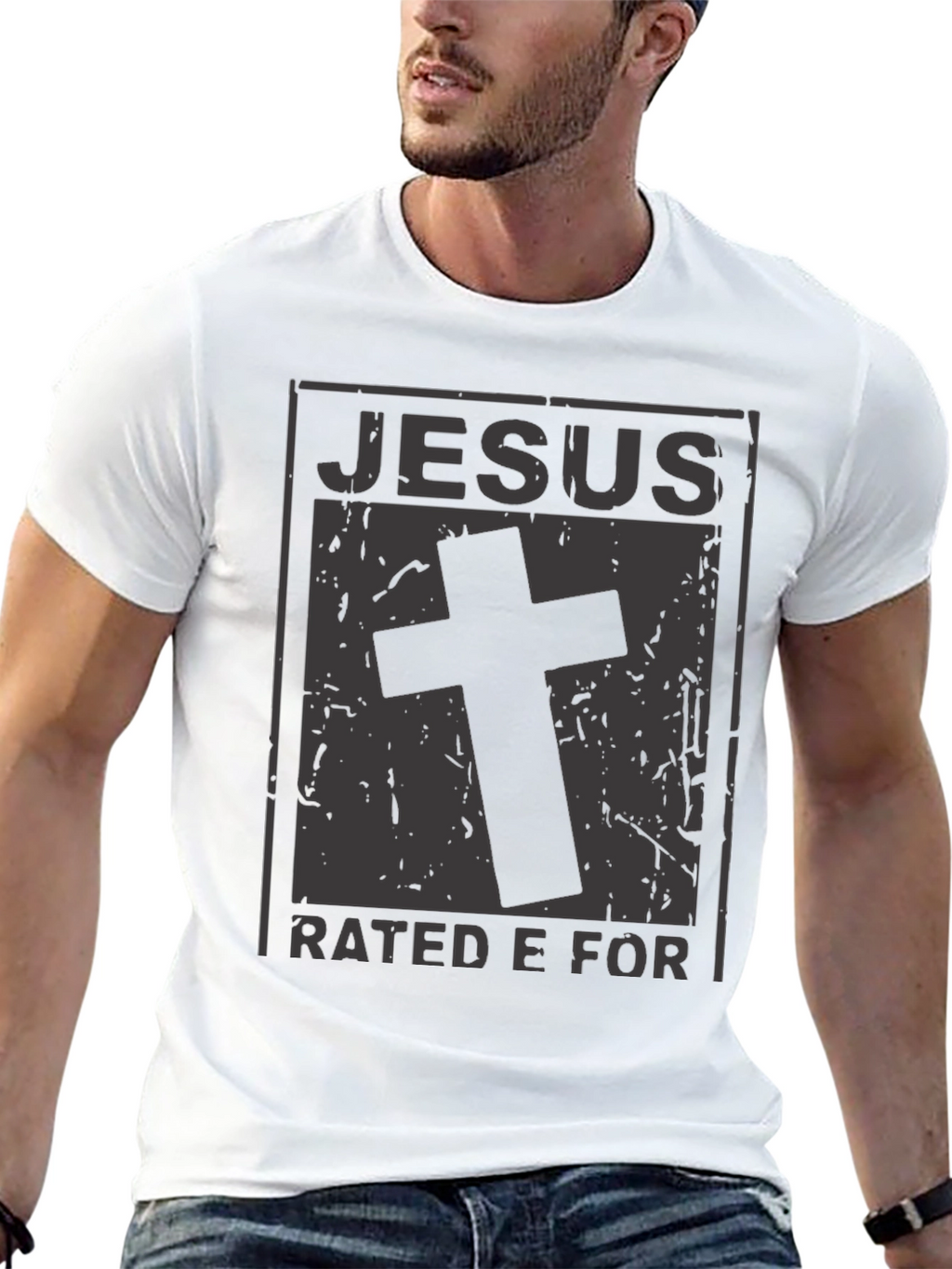 Jesus Rated E For Everyone Black Graphic T-Shirt