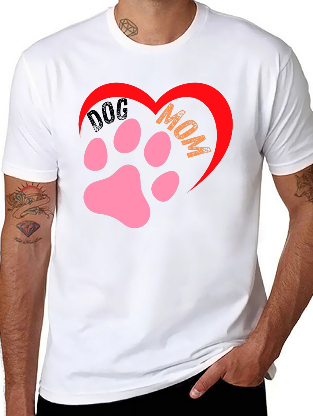 Dog Mom Paw Heart Graphic T-Shirt