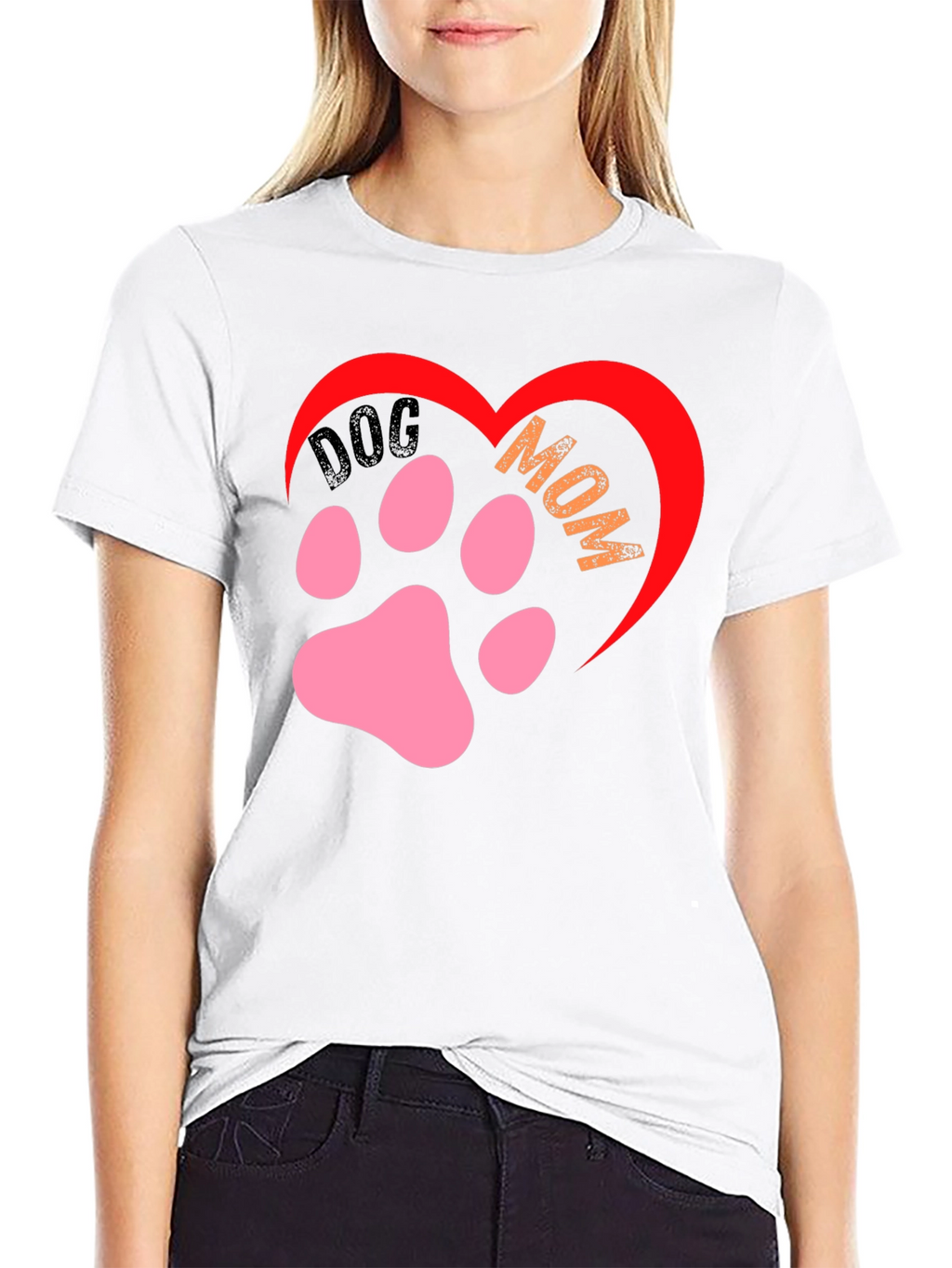 Dog Mom Paw Heart Graphic T-Shirt