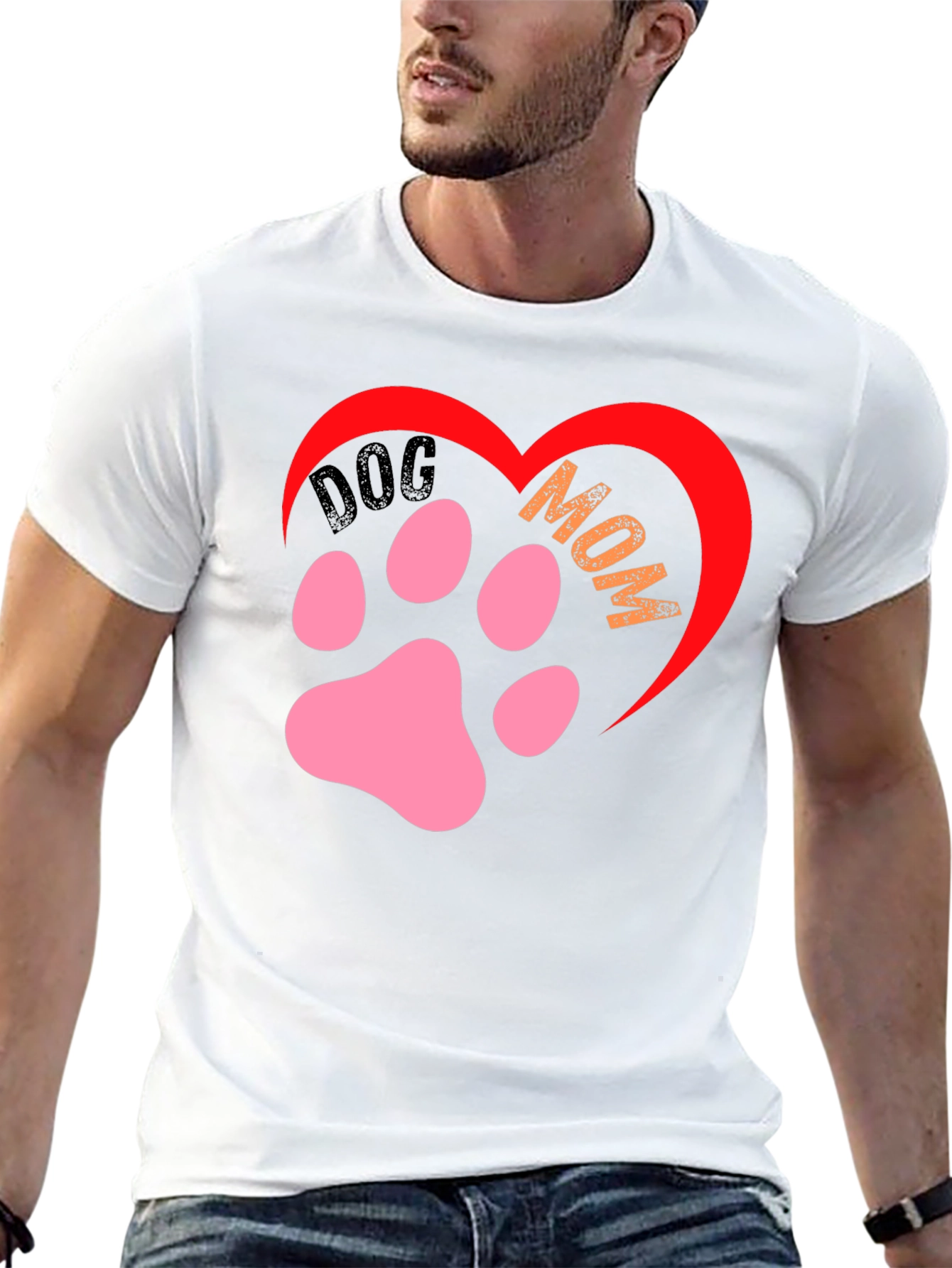 Dog Mom Paw Heart Graphic T-Shirt